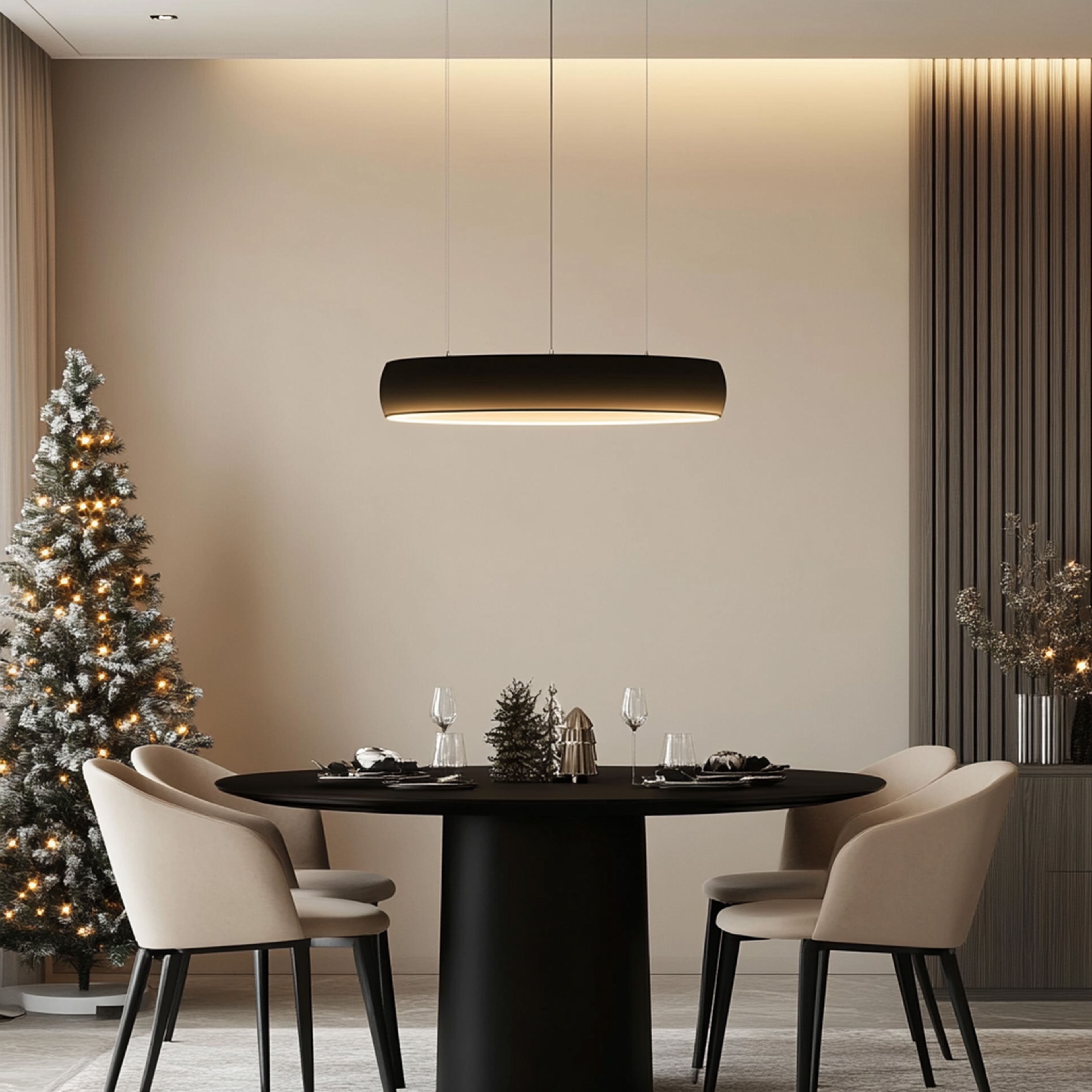 Minimal Wall Design with Beige Paint, Vertical Wooden Slat and Painted Finish