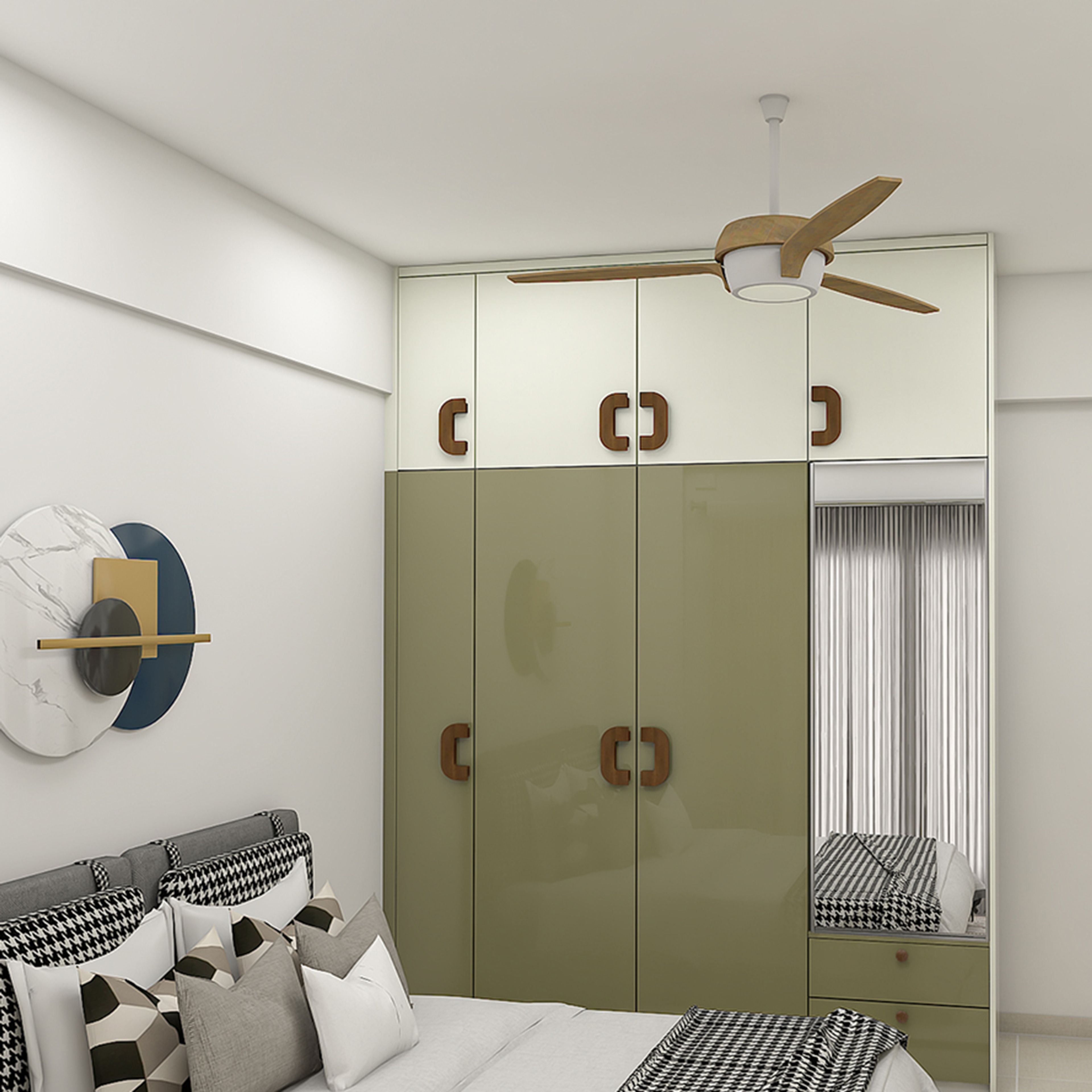 4-Door Contemporary Swing Wardrobe Design with Floor-to-Ceiling Storage