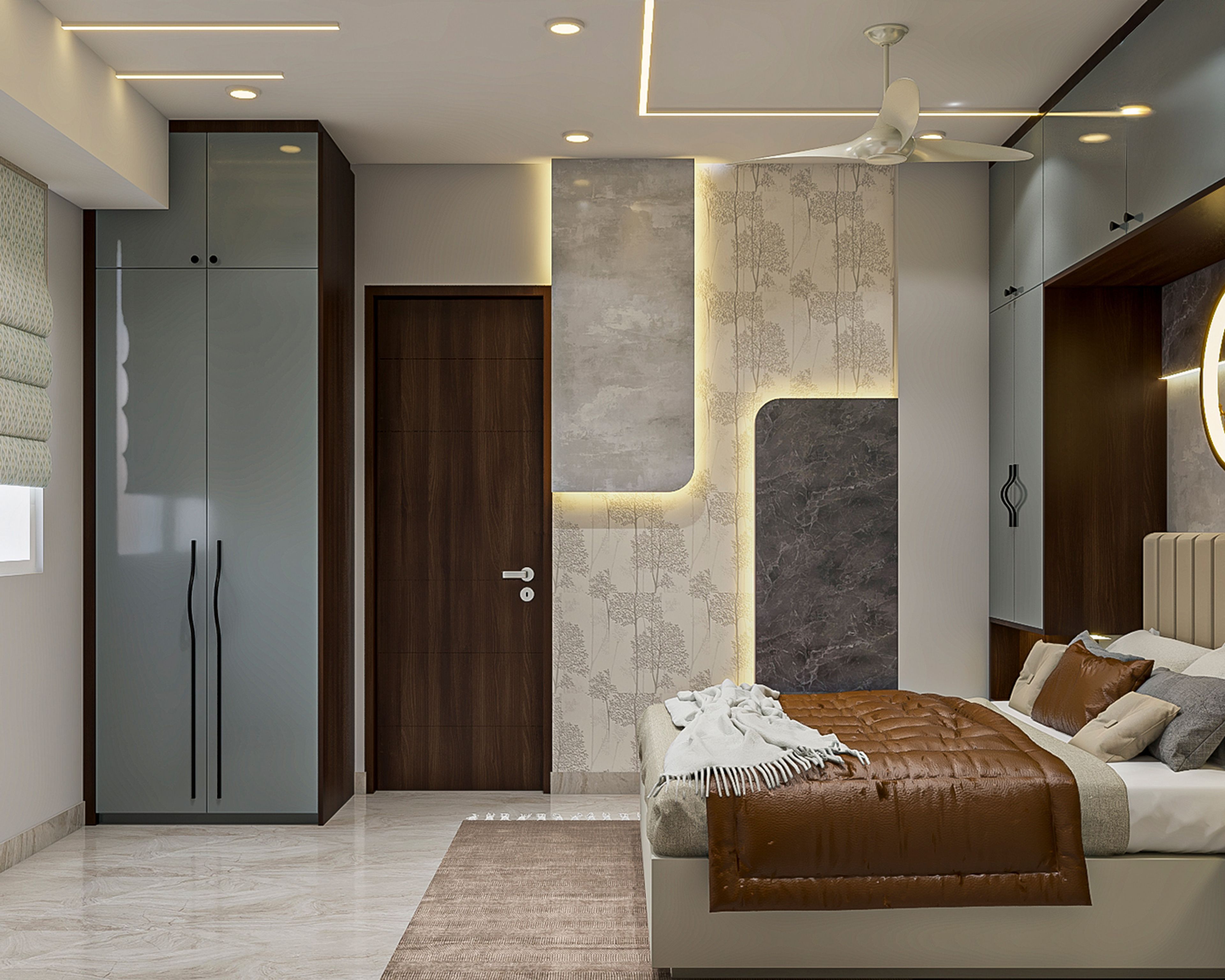 2-Door Modern Swing Wardrobe Design for Narrow Bedroom Walls