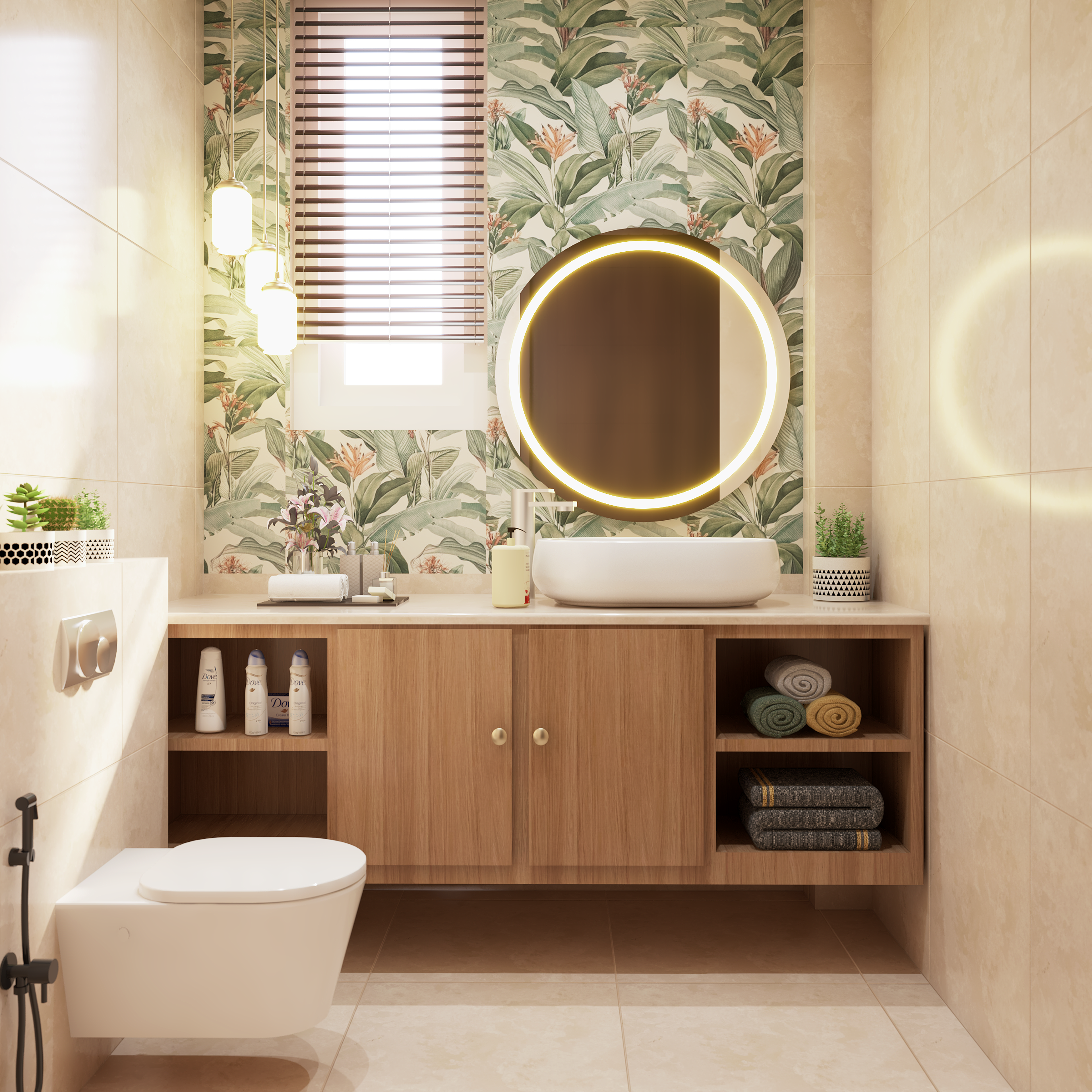 Modern Themed Spacious Convenient Bathroom Design