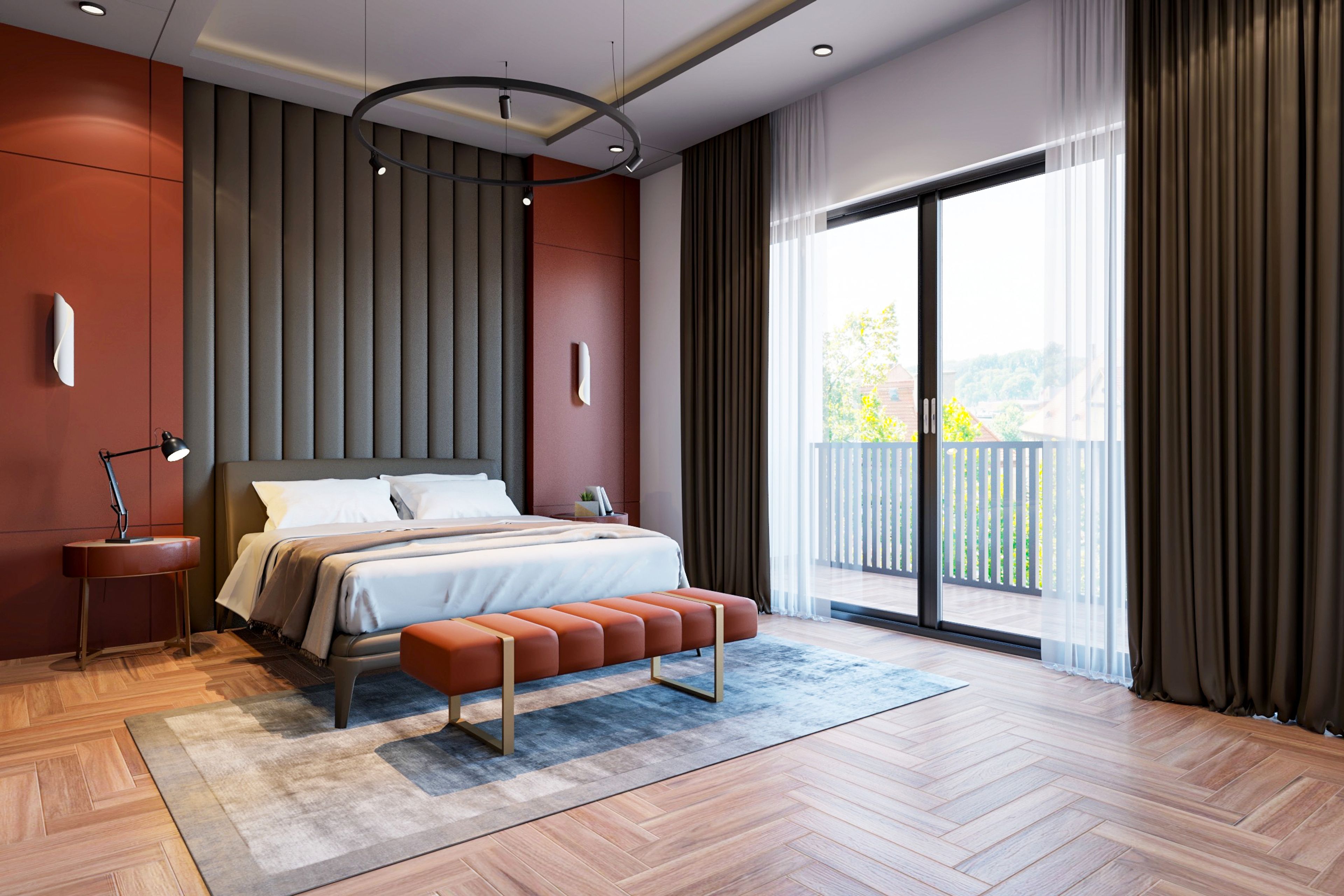 Luxurious Rustic Themed Master Bedroom With Wooden Flooring