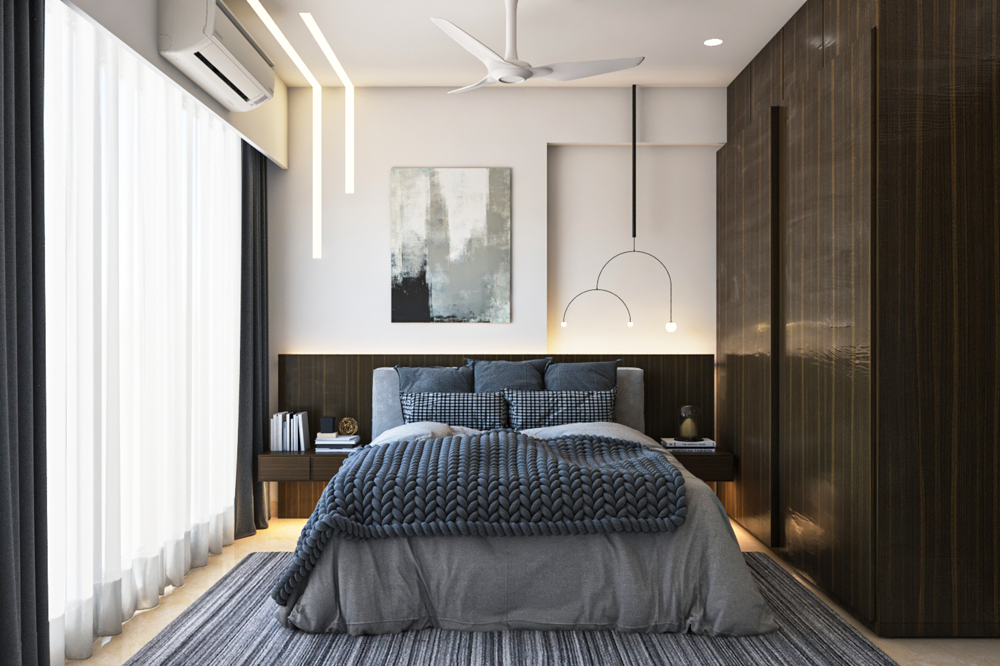 Modern Bedroom Design With Dark Brown Wardrobe
