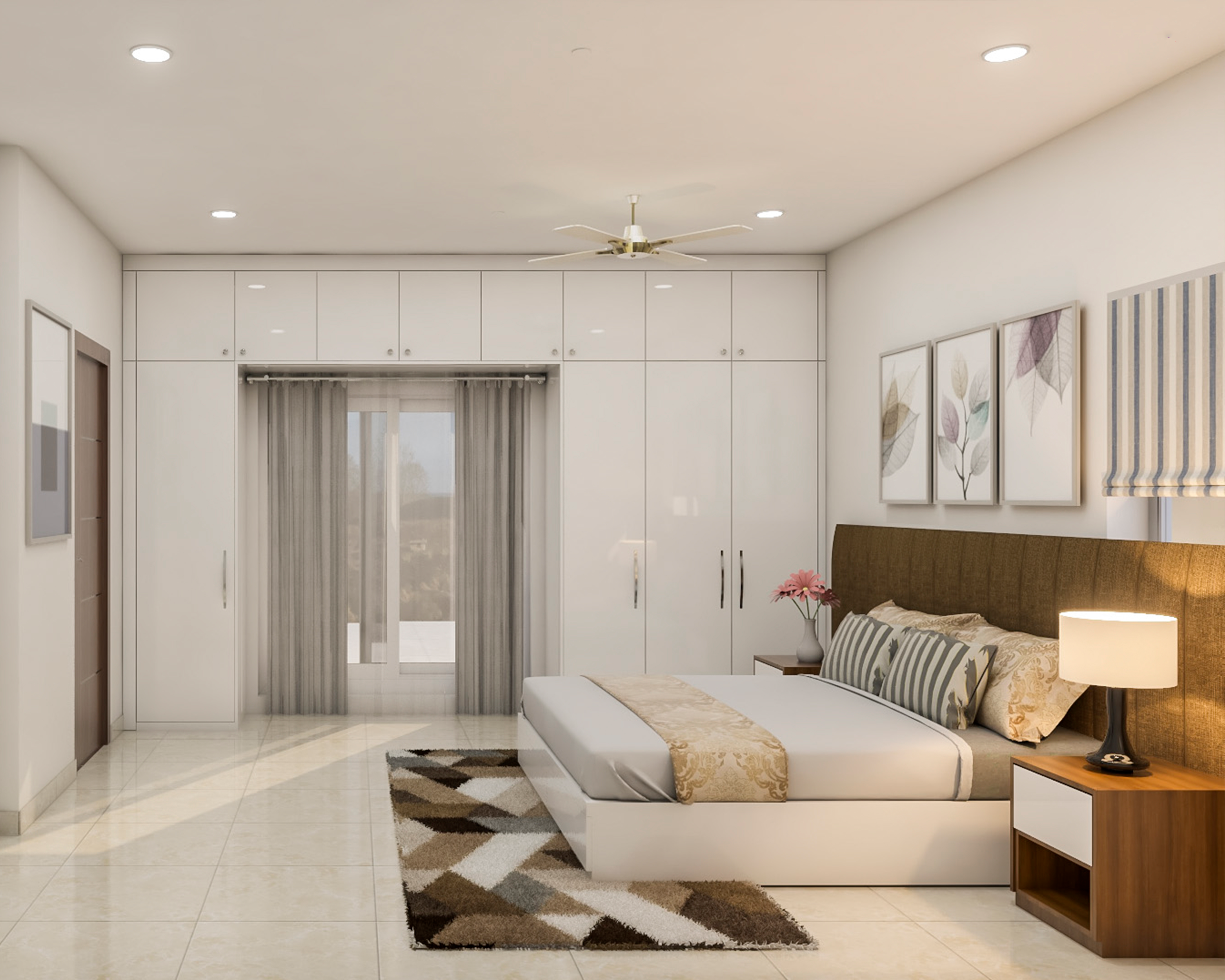 White Bedroom Design With Wooden Elements