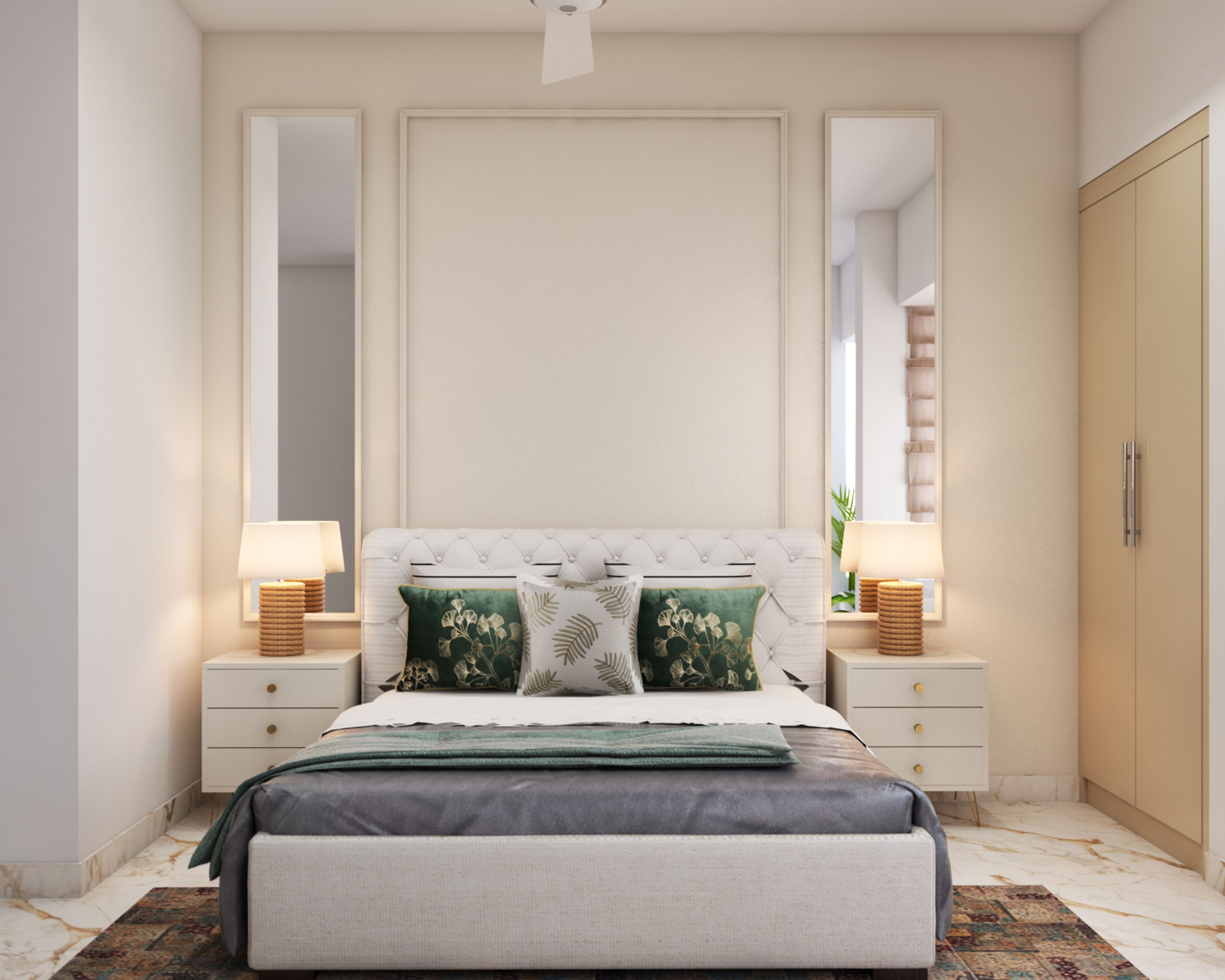 White Master Bedroom Design - Livspace