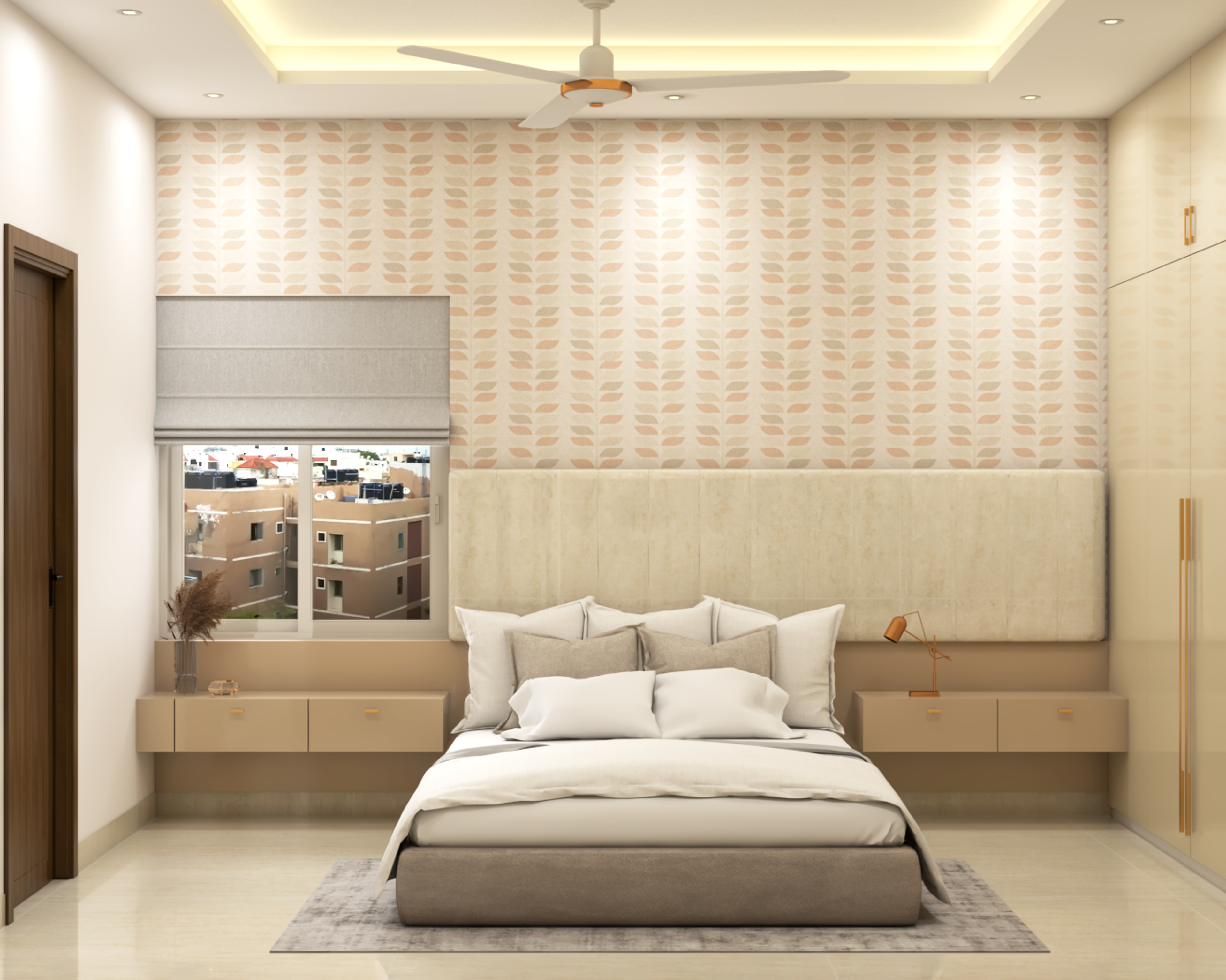 Monochromatic Beige-Coloured Bedroom Design