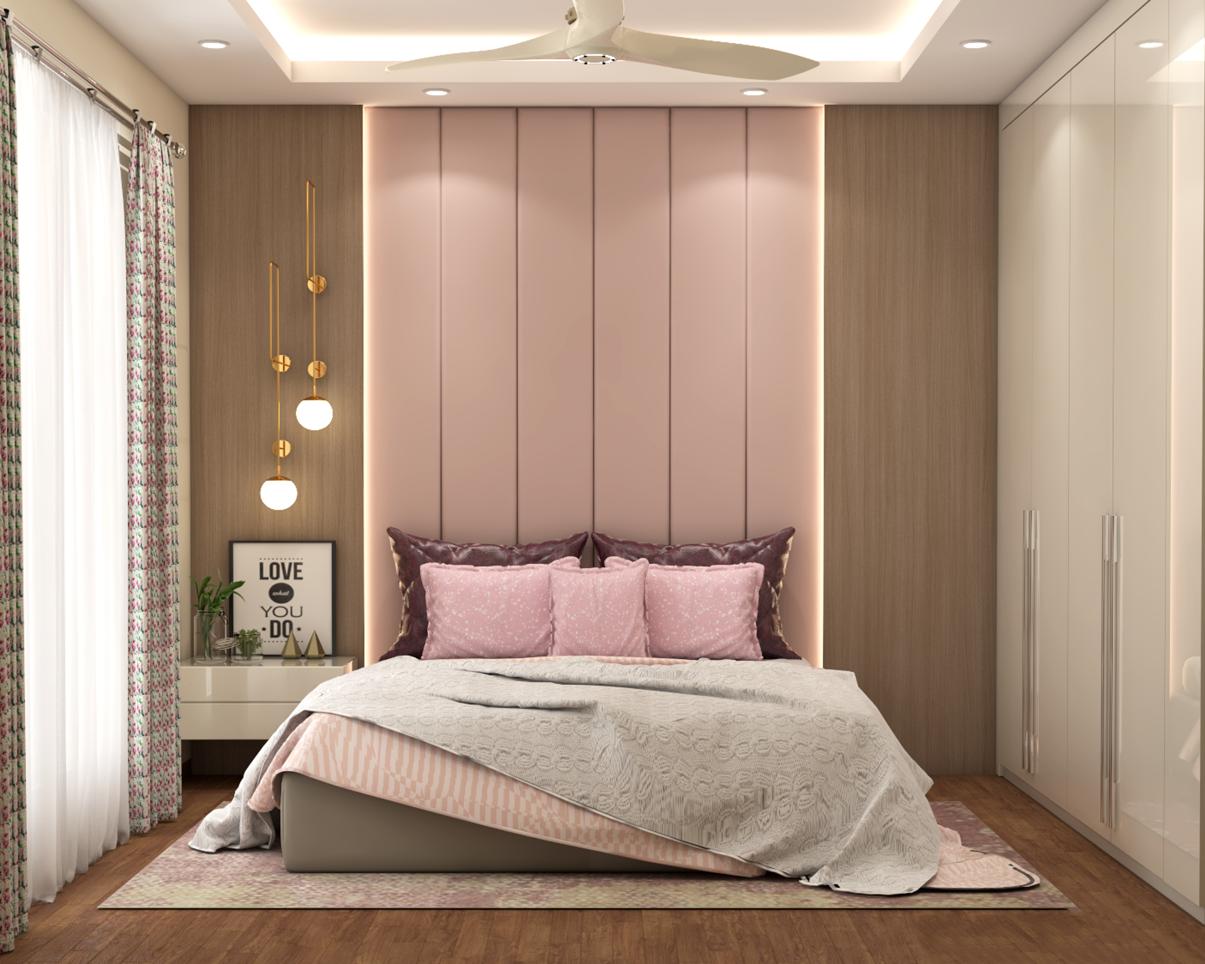 Shabby Chic Compact Master Bedroom Design With Stylish Interiors