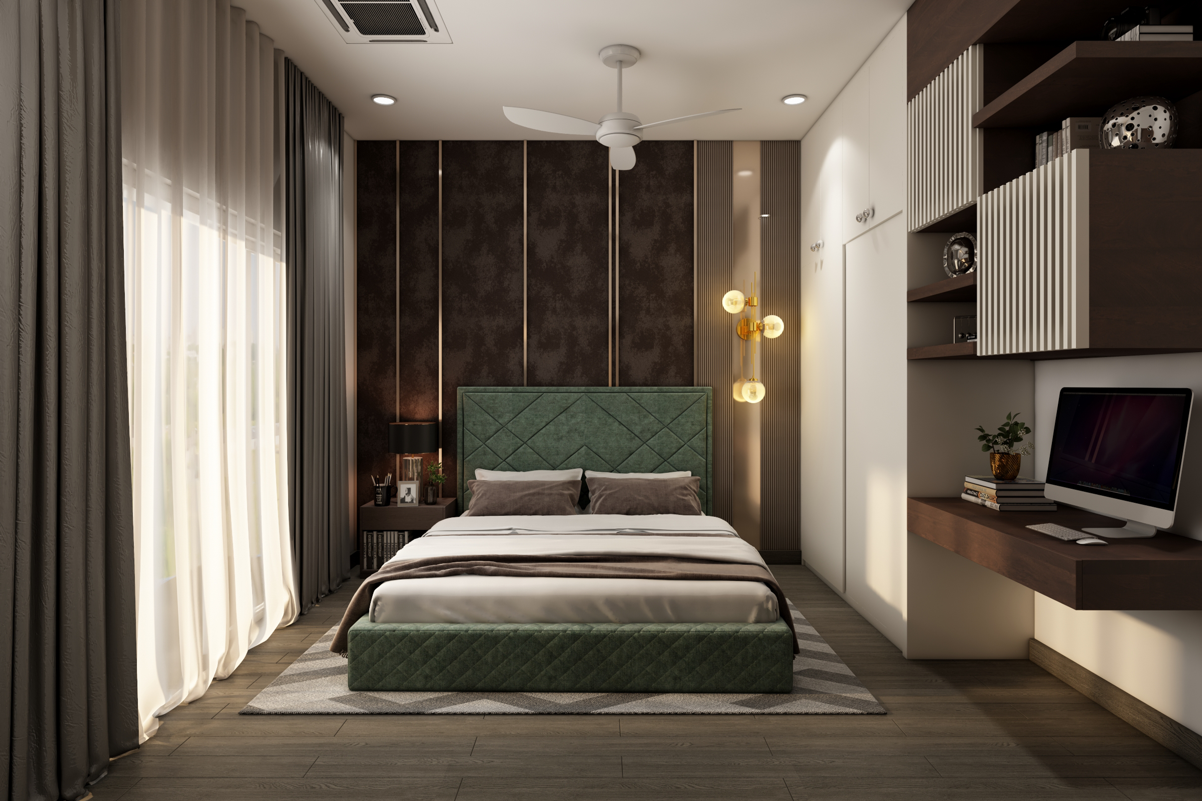 Contemporary Dark Brown Master Bedroom Design