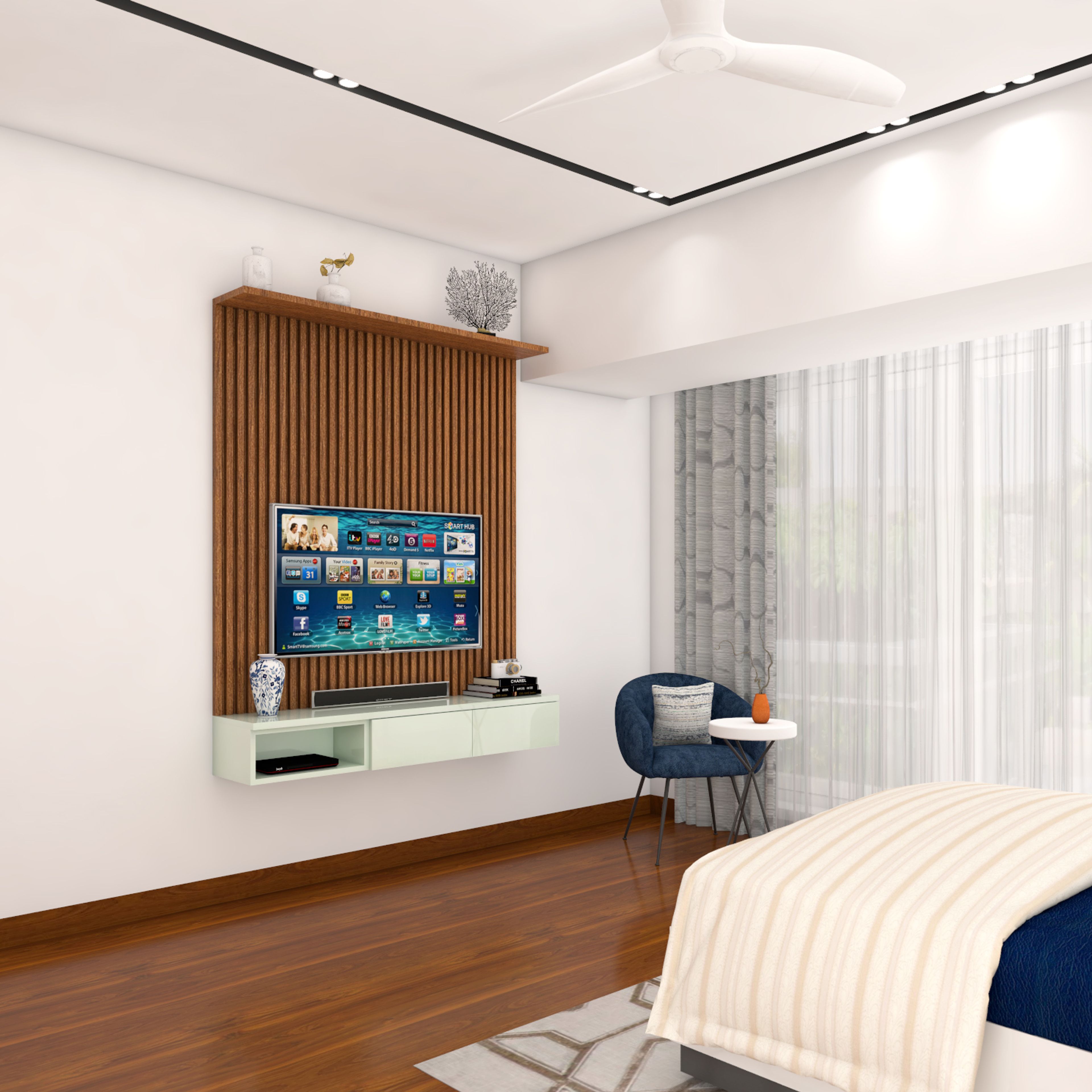 Pure White Master Bedroom - Livspace