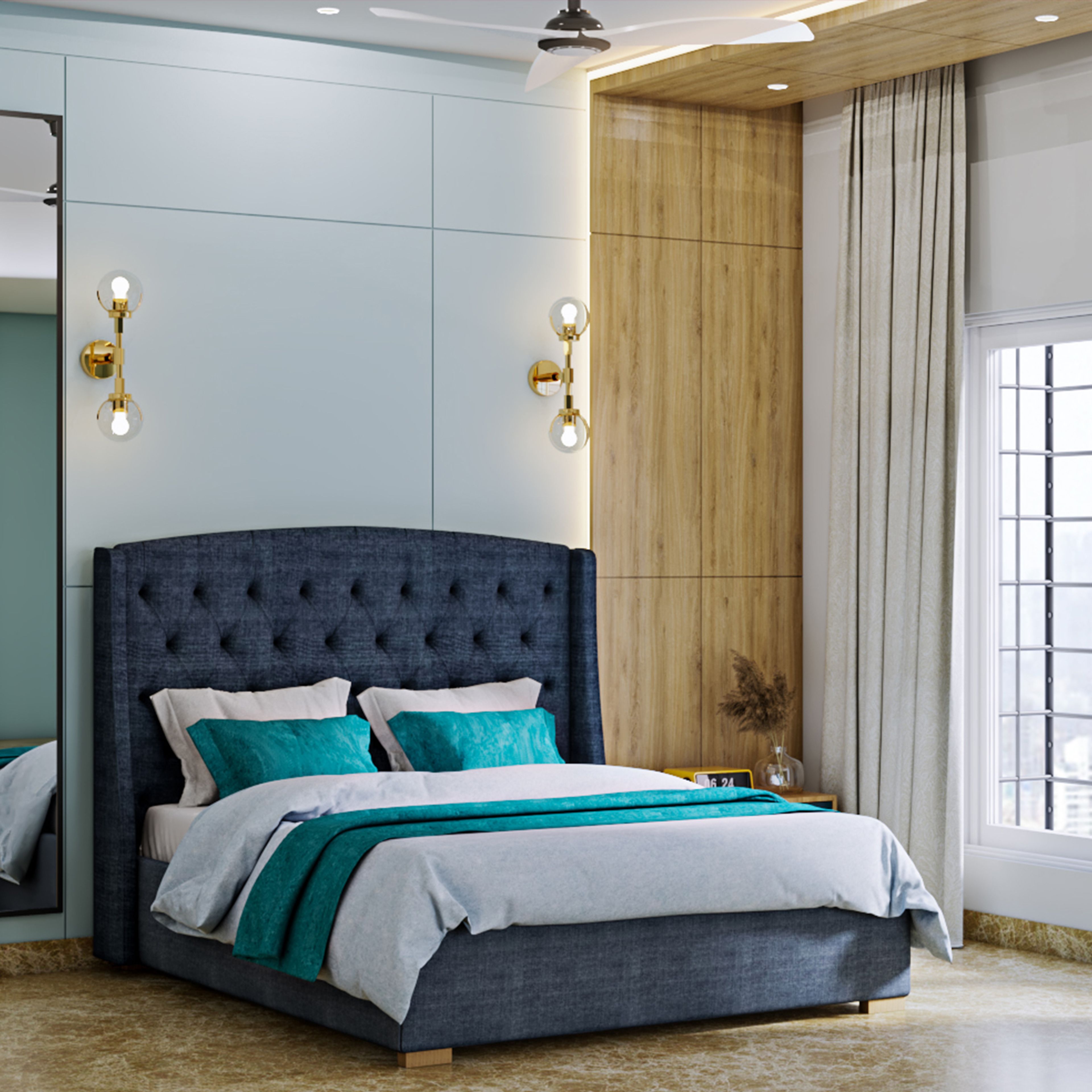 Modern Bedroom Design With Wooden Paneling