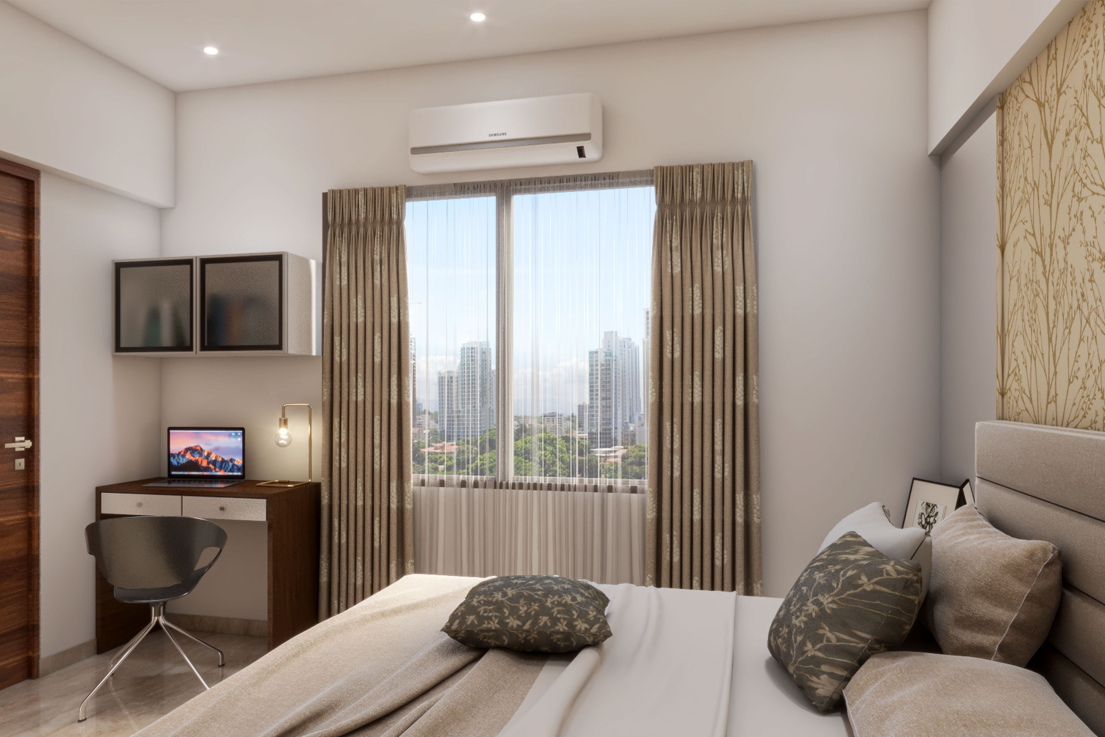 Beige Themed Bedroom - Livspace