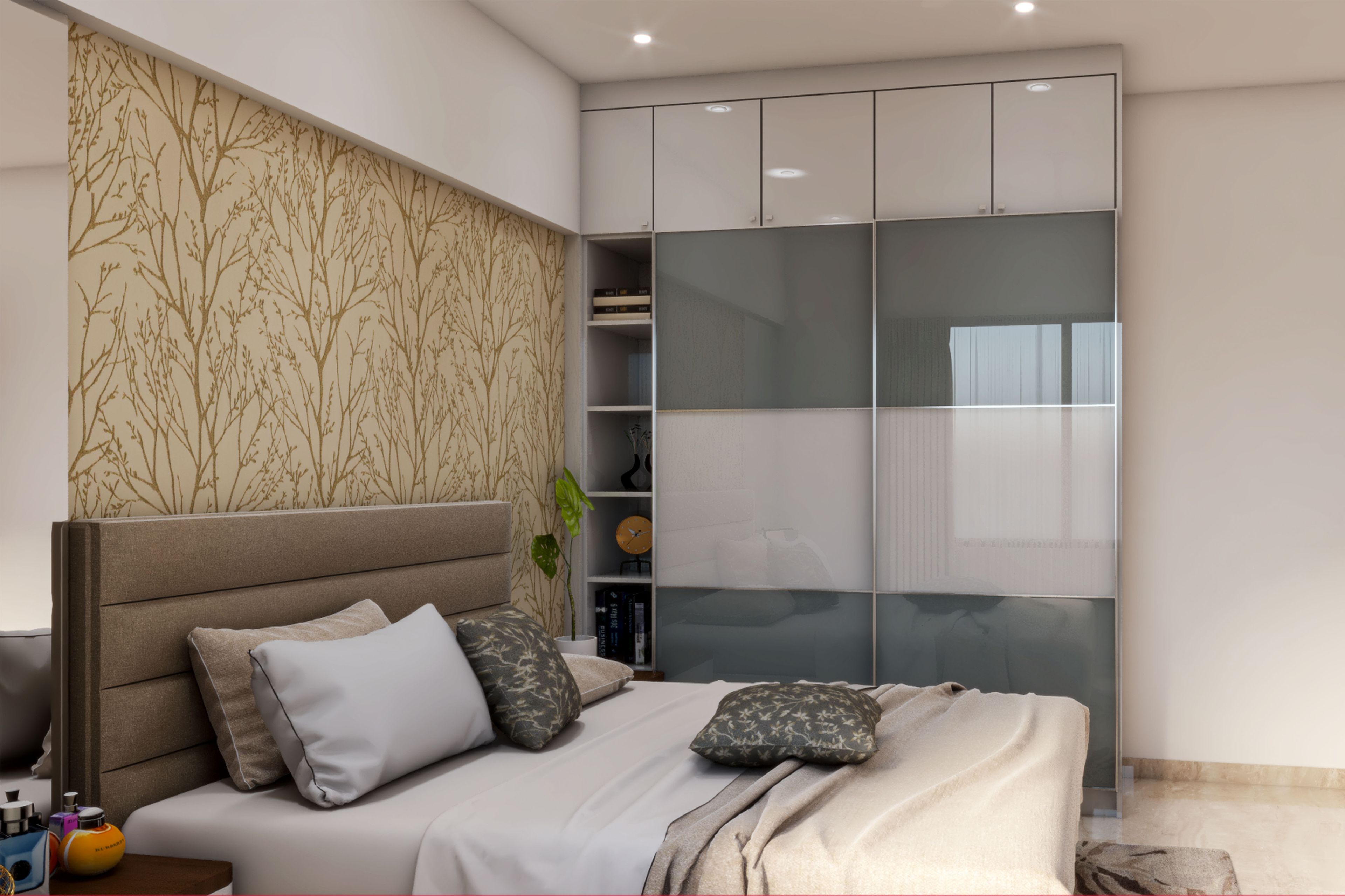 Beige Themed Bedroom - Livspace