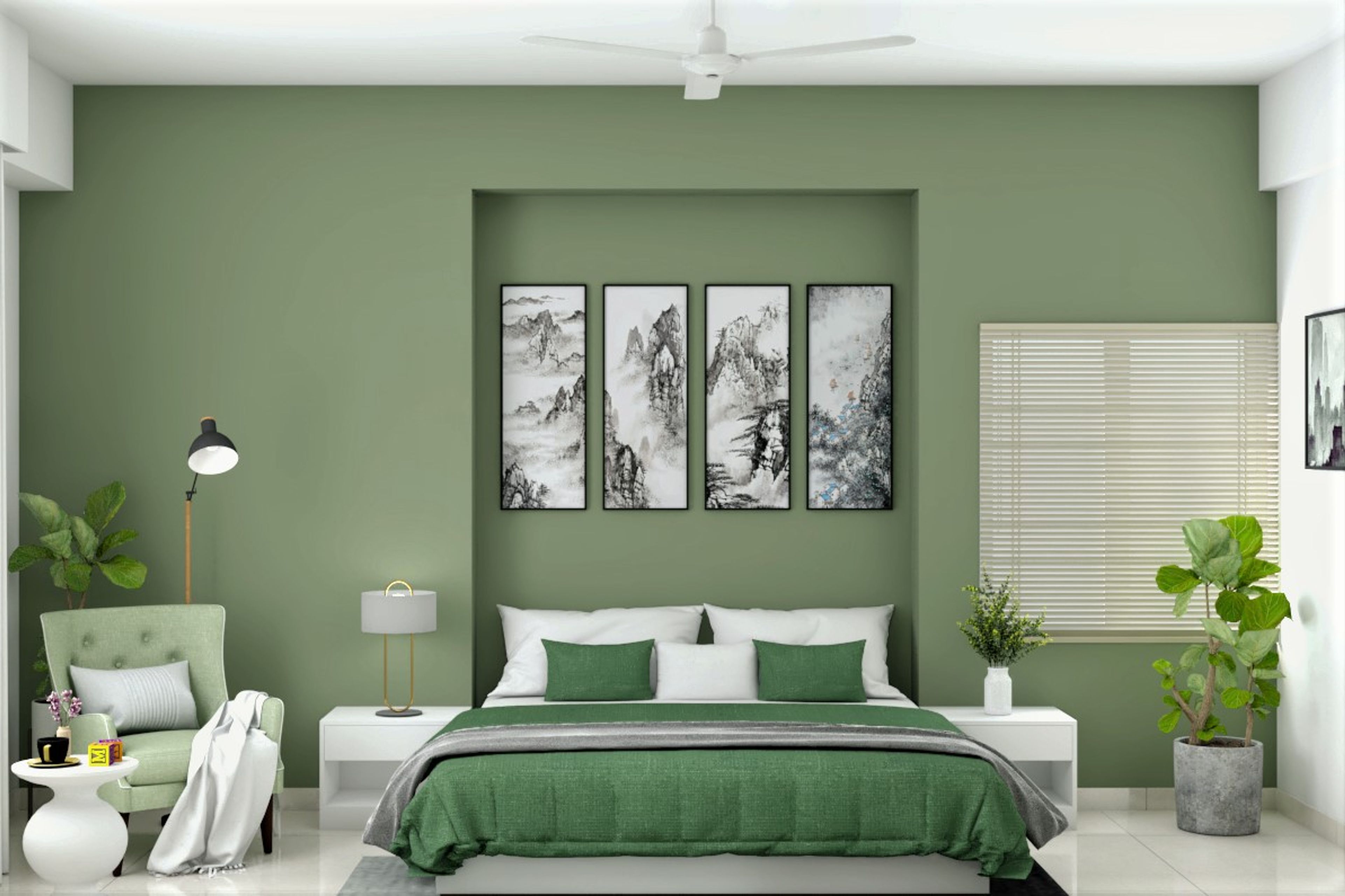 Nature-Inspired Green Bedroom Design