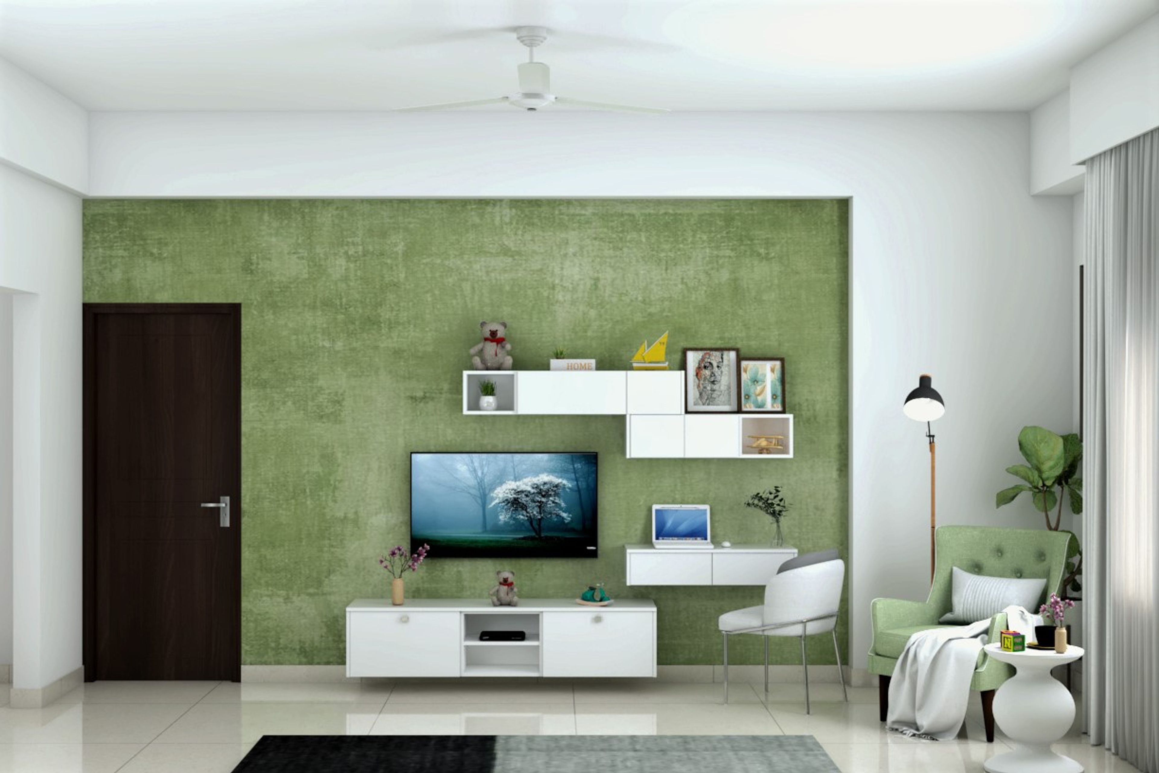 Green Themed Bedroom Design - Livspace