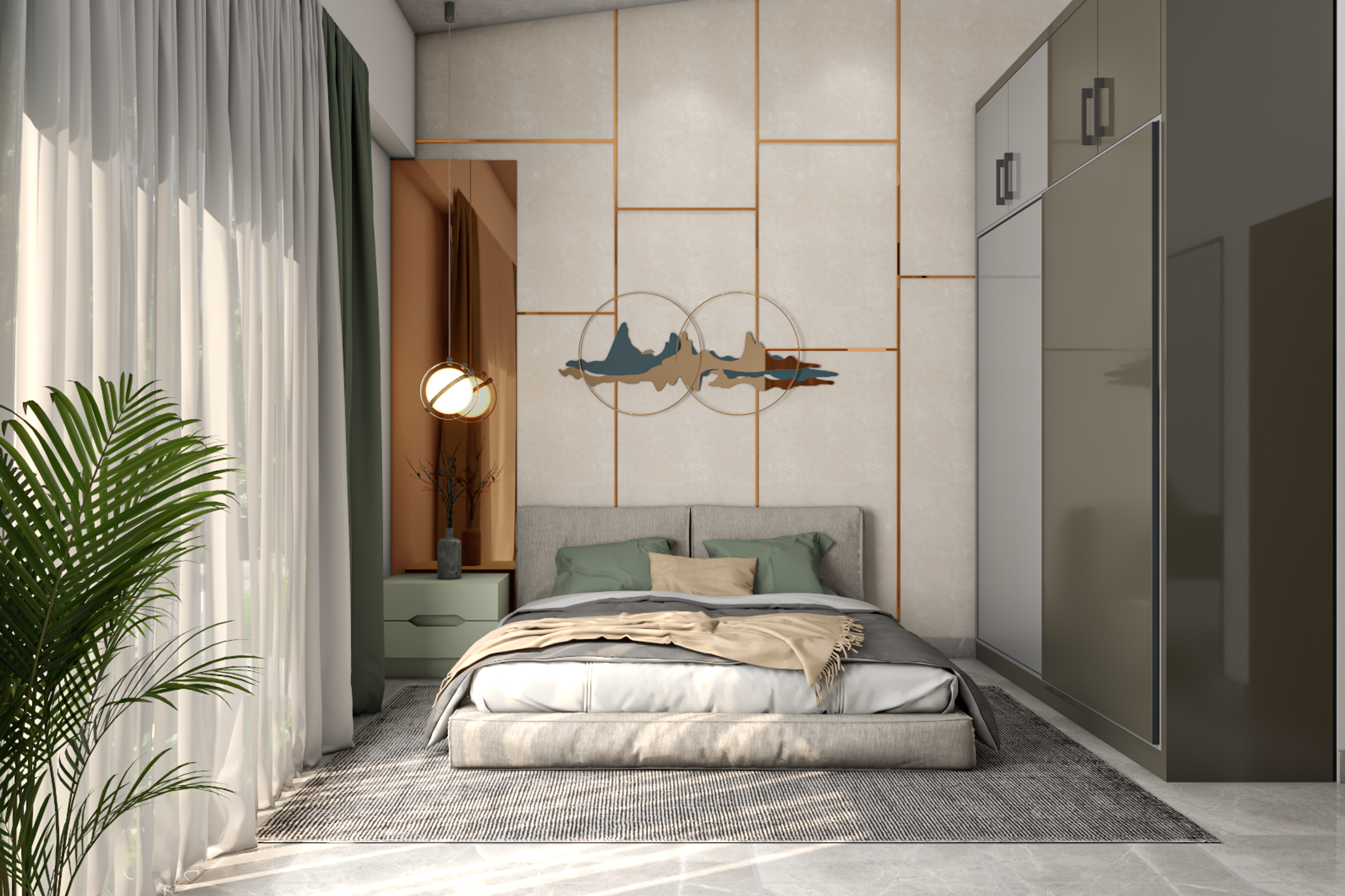 Well-Lit Modern Master Bedroom With Spacious Interiors