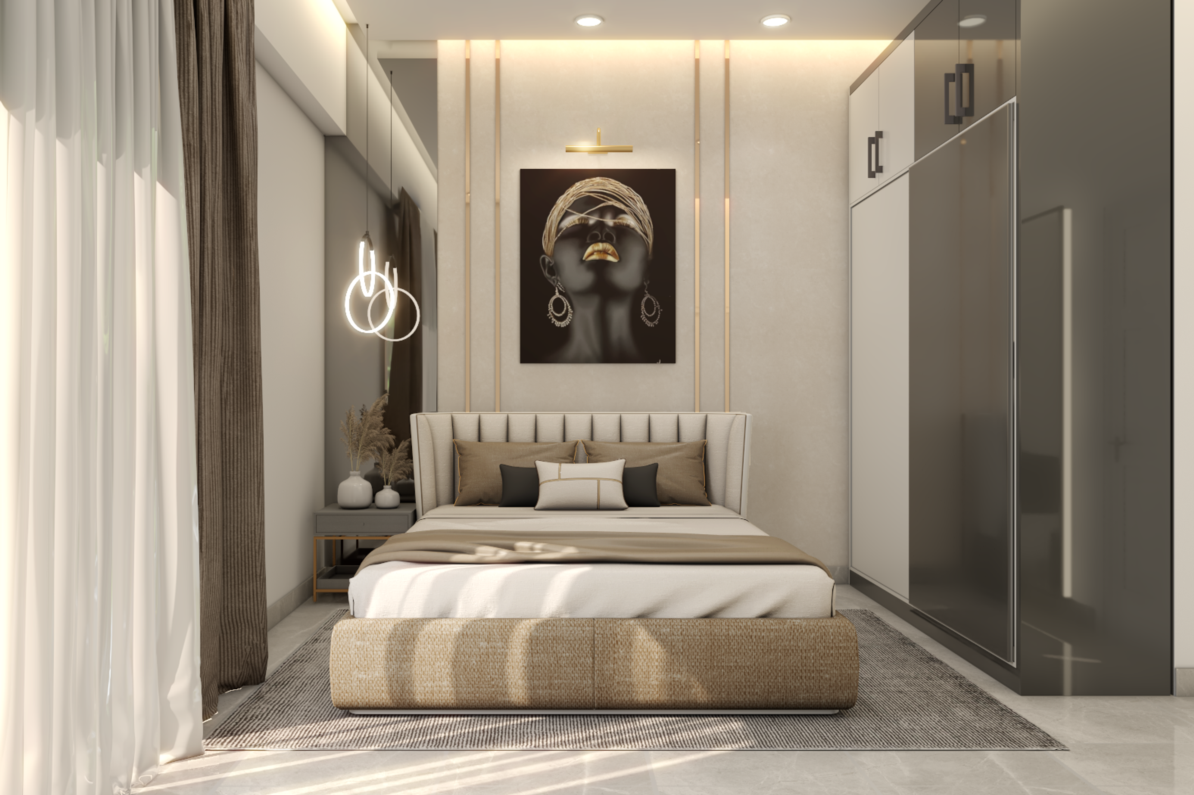 Contemporary Grey Master Bedroom Design