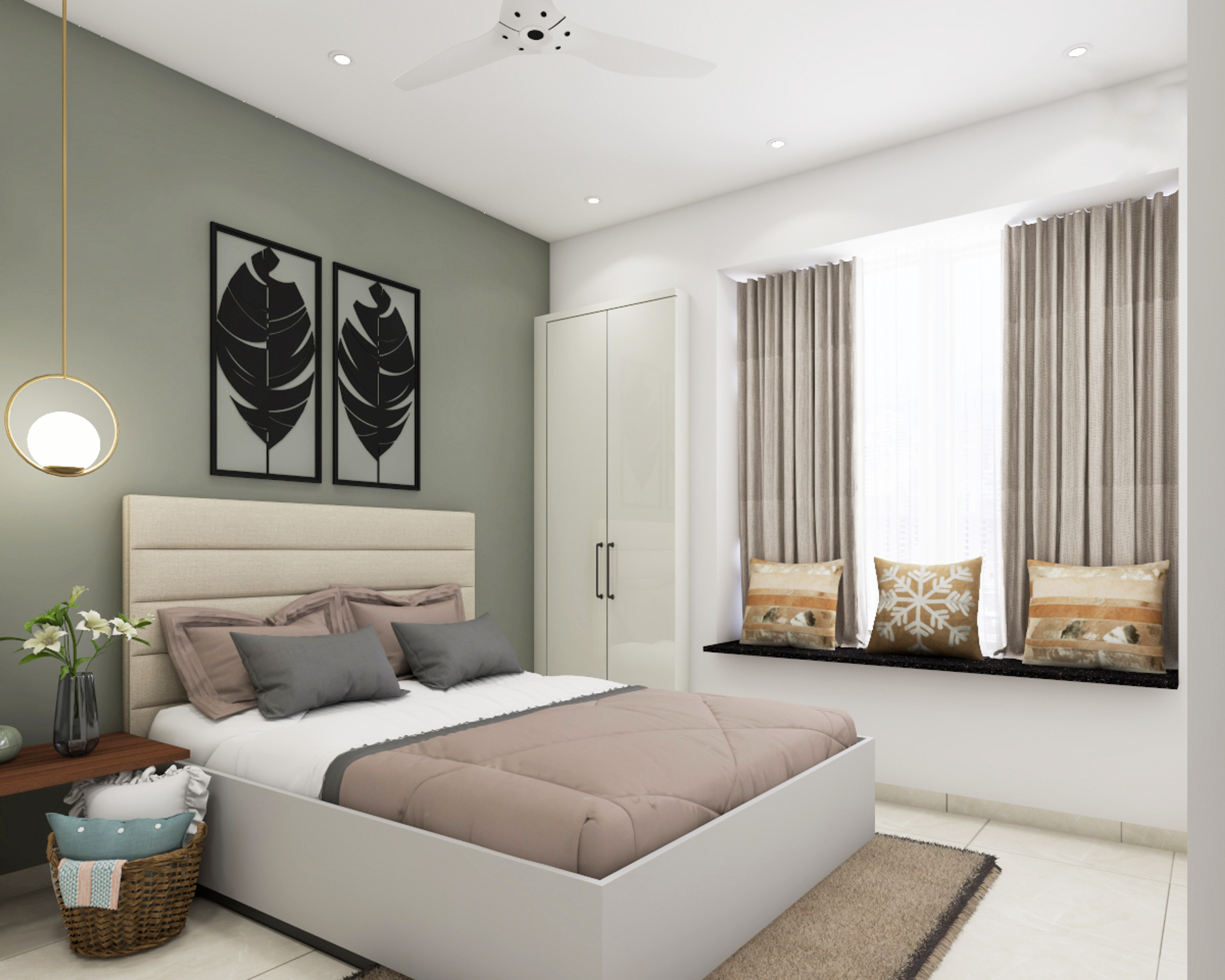 Modern Bedroom With Simple Decor For Rentals - Livspace