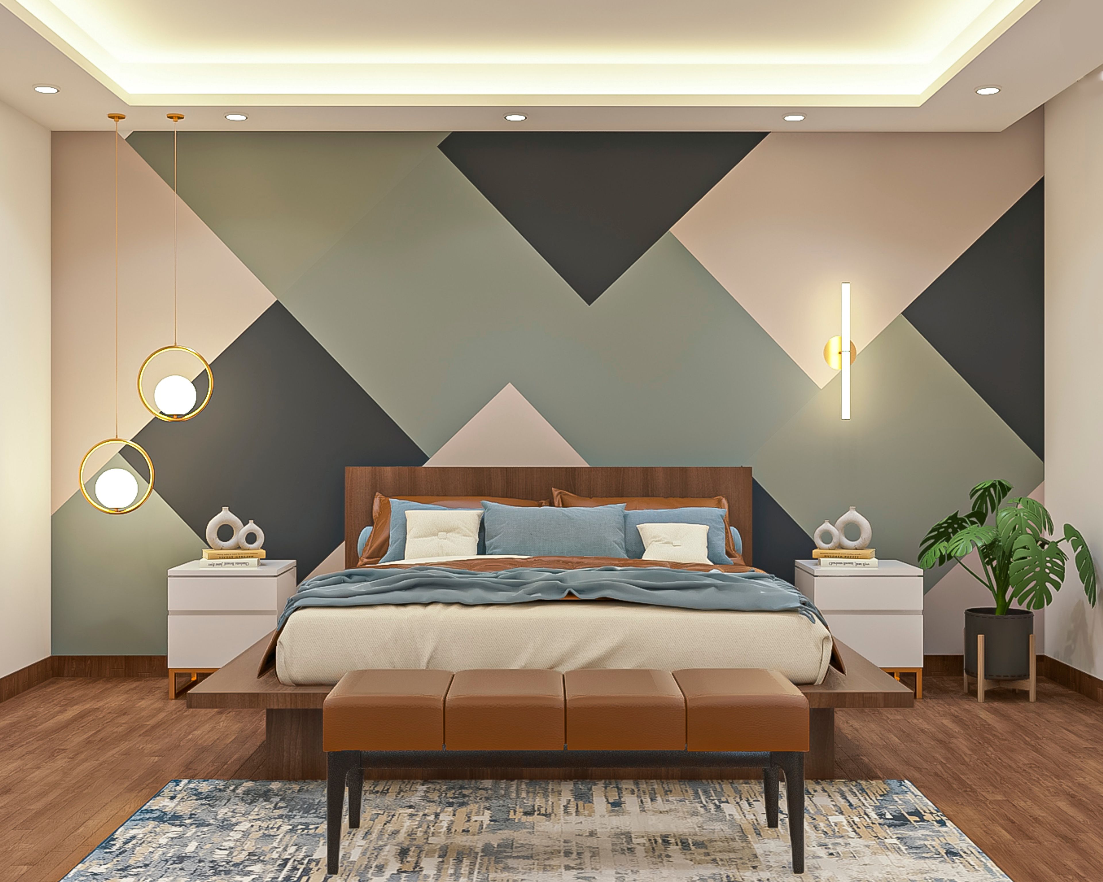 Modern Bedroom Design With Wooden Platform Bed