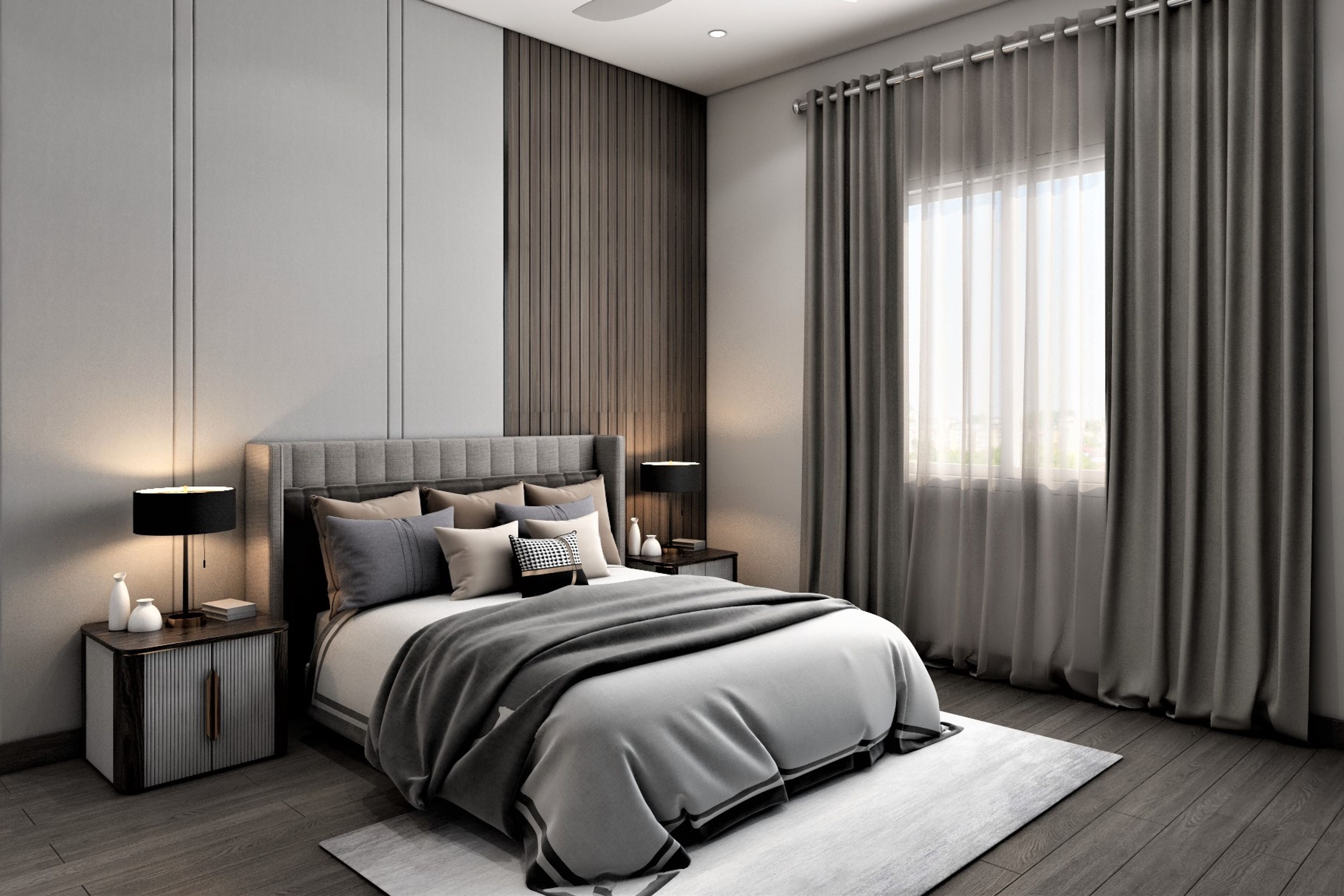 Grey Master Bedroom Design - Livspace