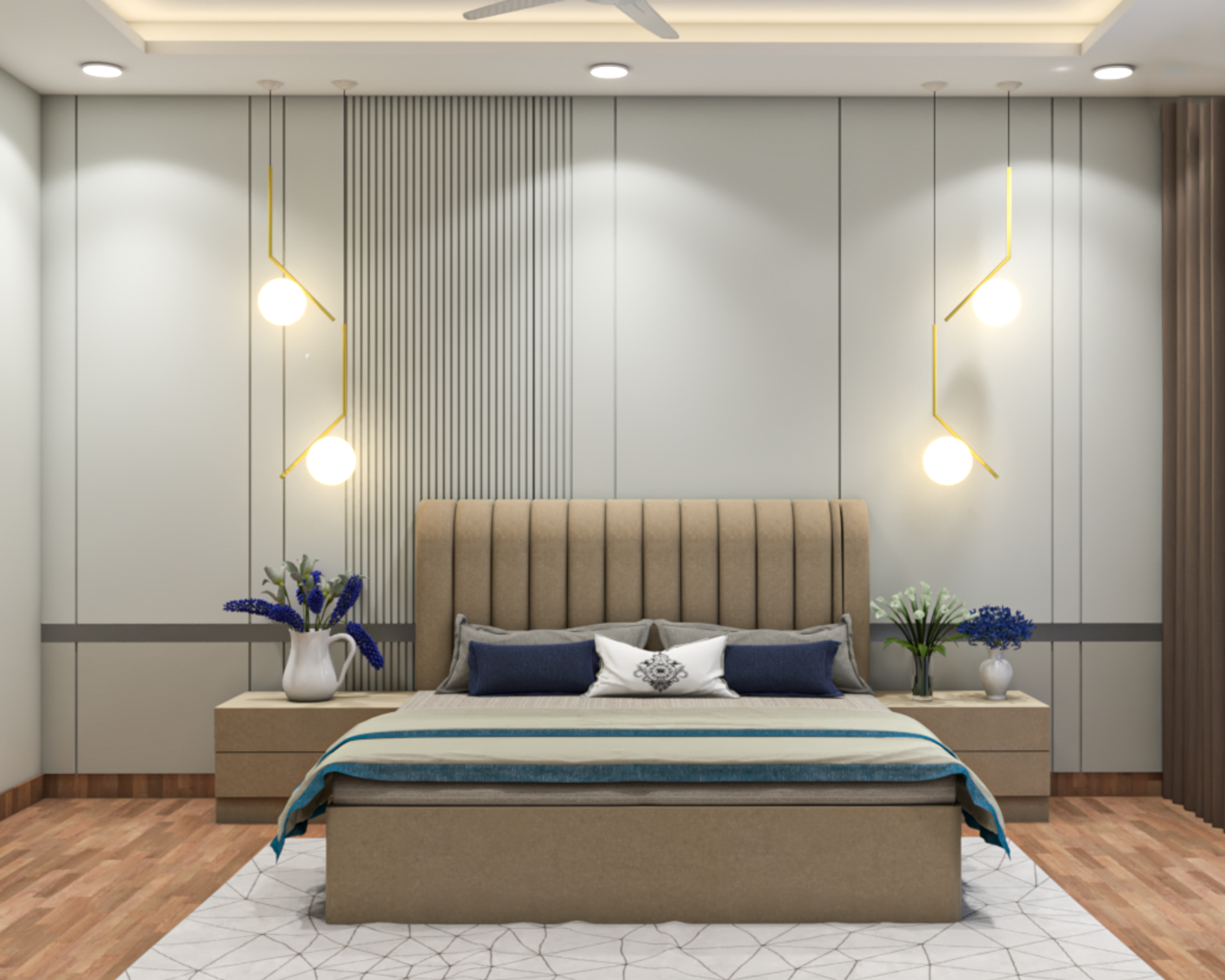 Modern Spacious Master Bedroom Design with Classy Decor