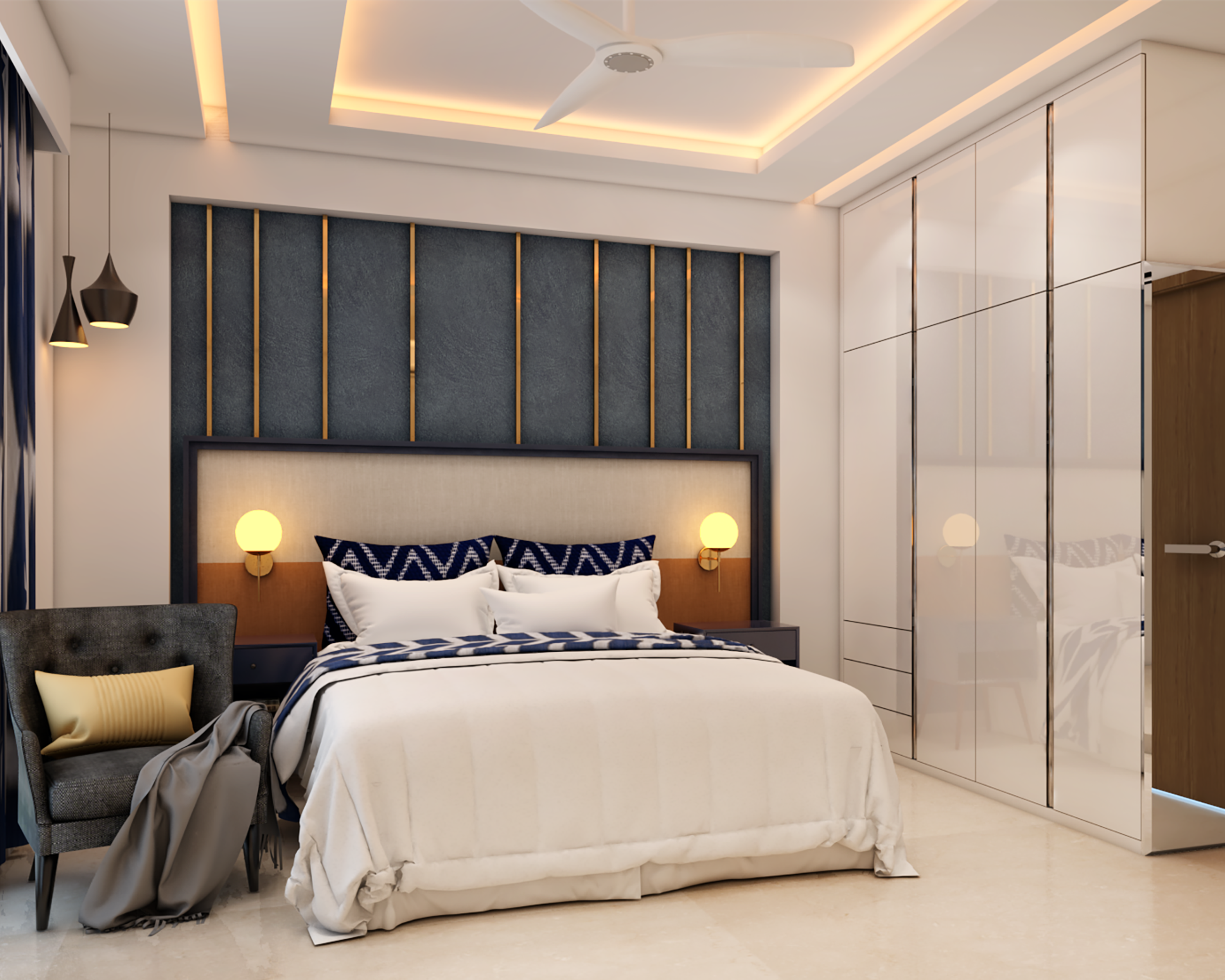 Contemporary Spacious Master Bedroom With Wardrobe