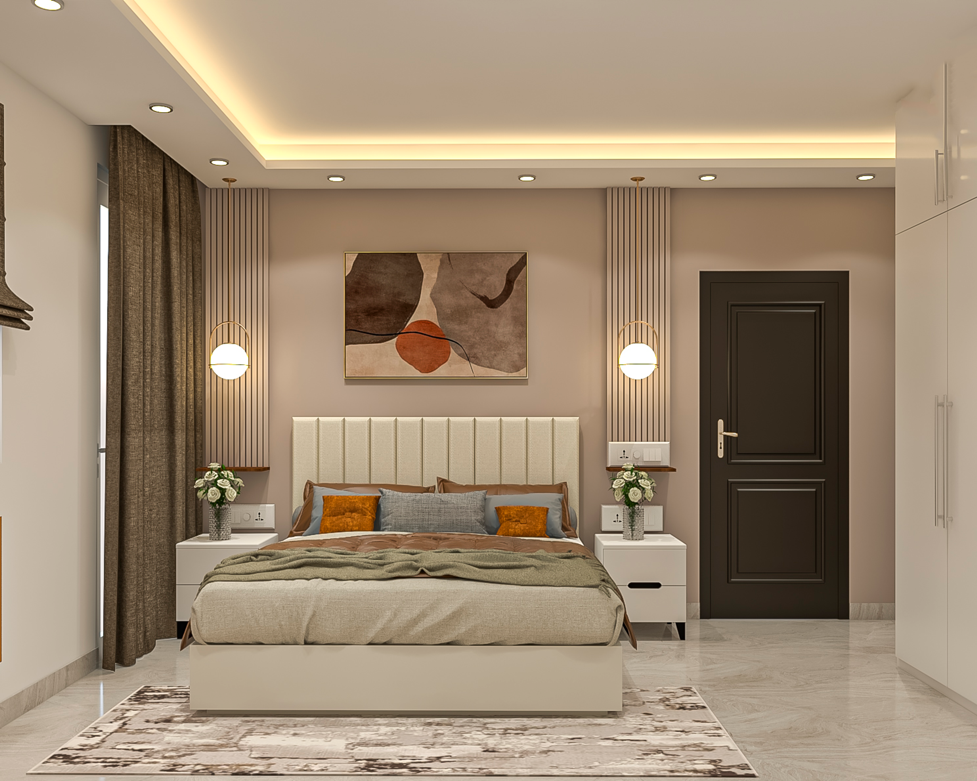 Modern Spacious Master Bedroom Design With Cove Lighting