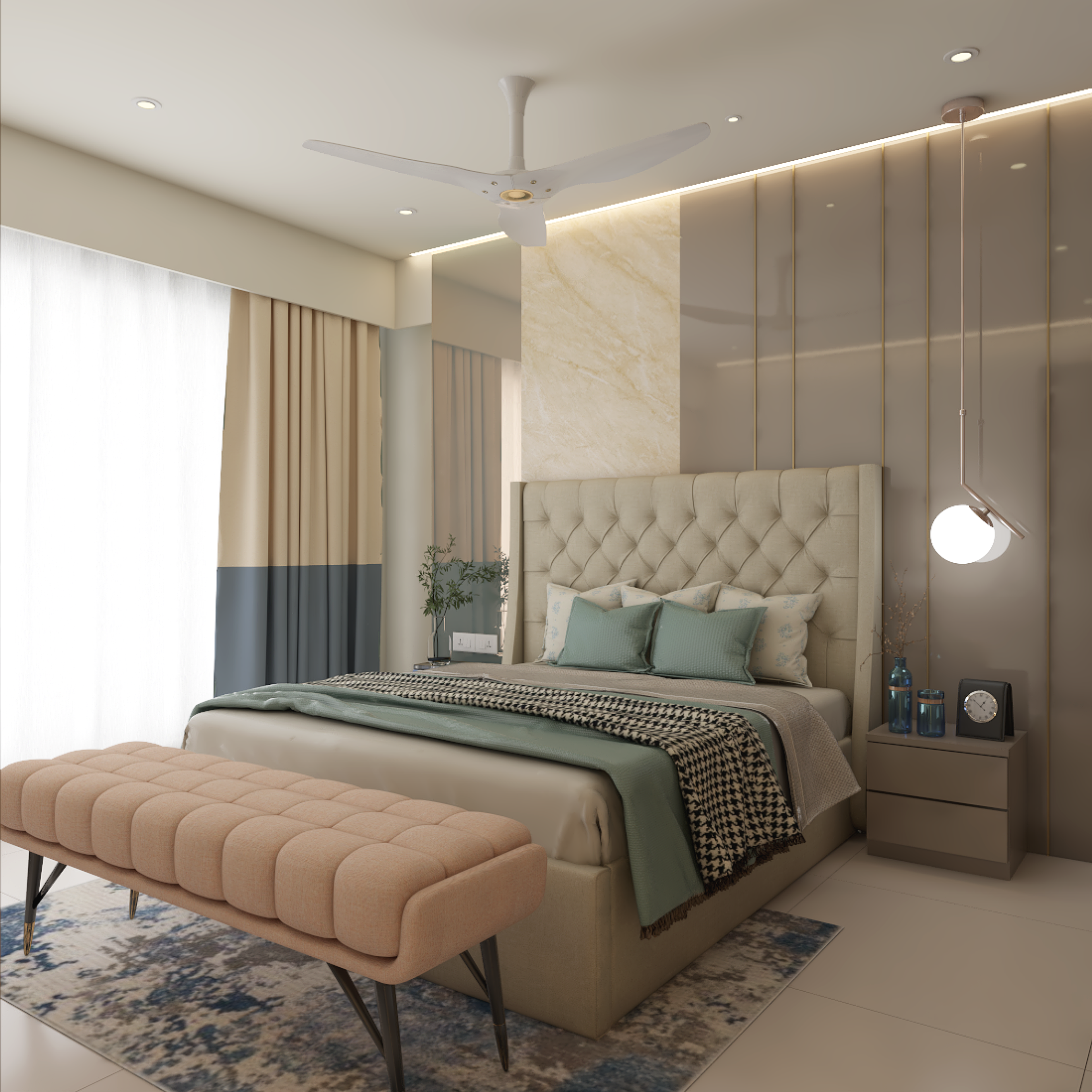 Subtle Toned Modern Master Bedroom Design