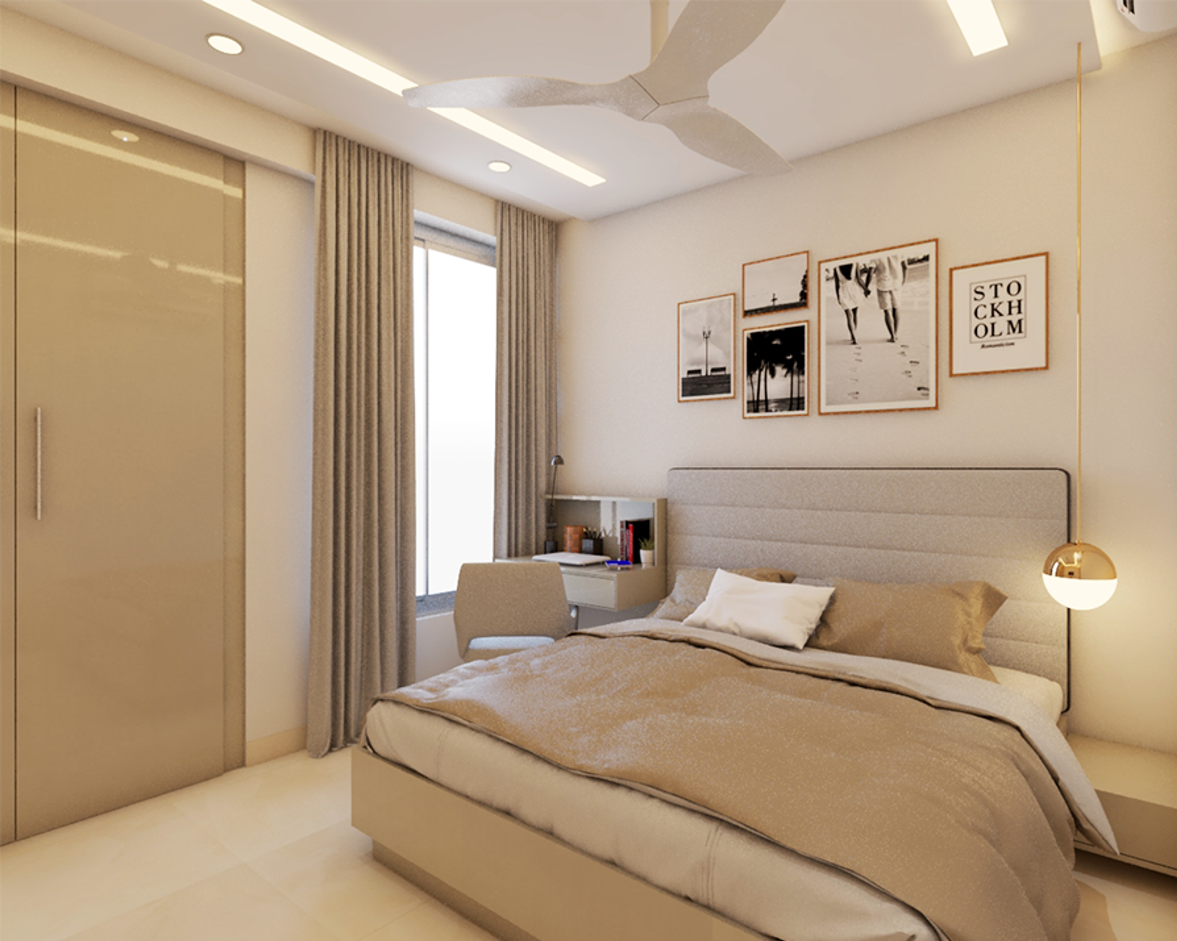 Beige Toned Modern Master Bedroom Design