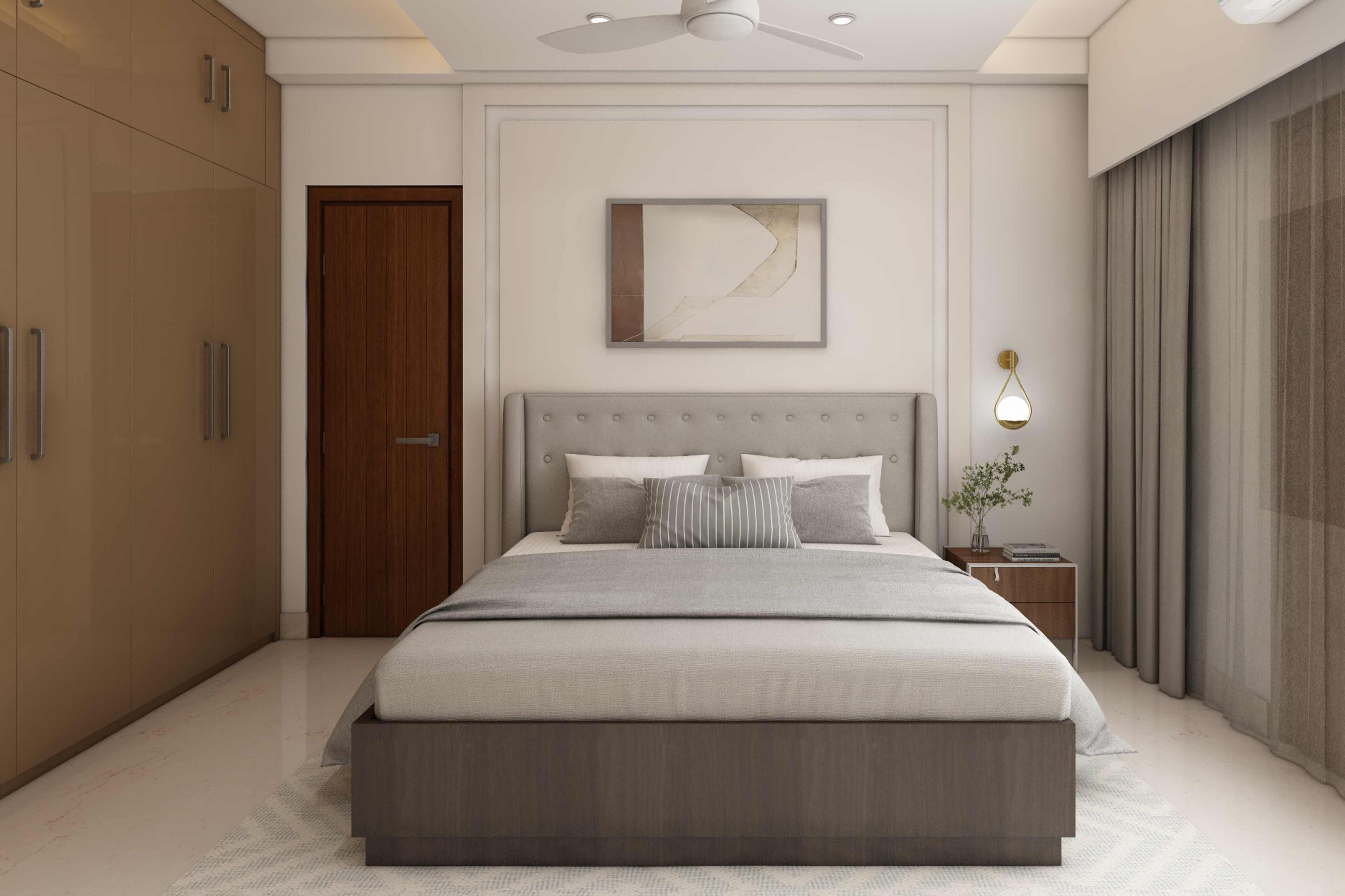 Master Bedroom With Brown And White Theme