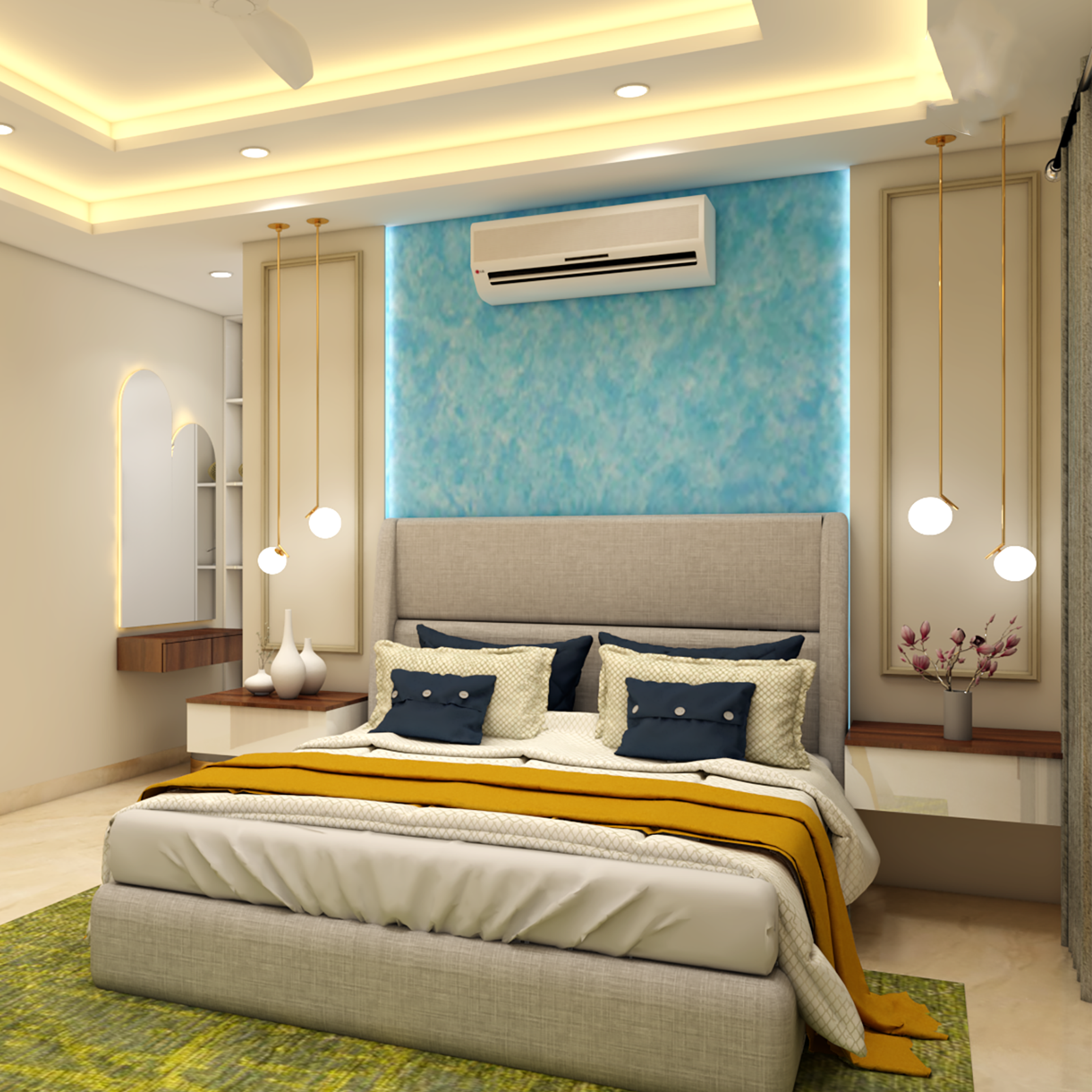 Blue Modern Master Bedroom Design