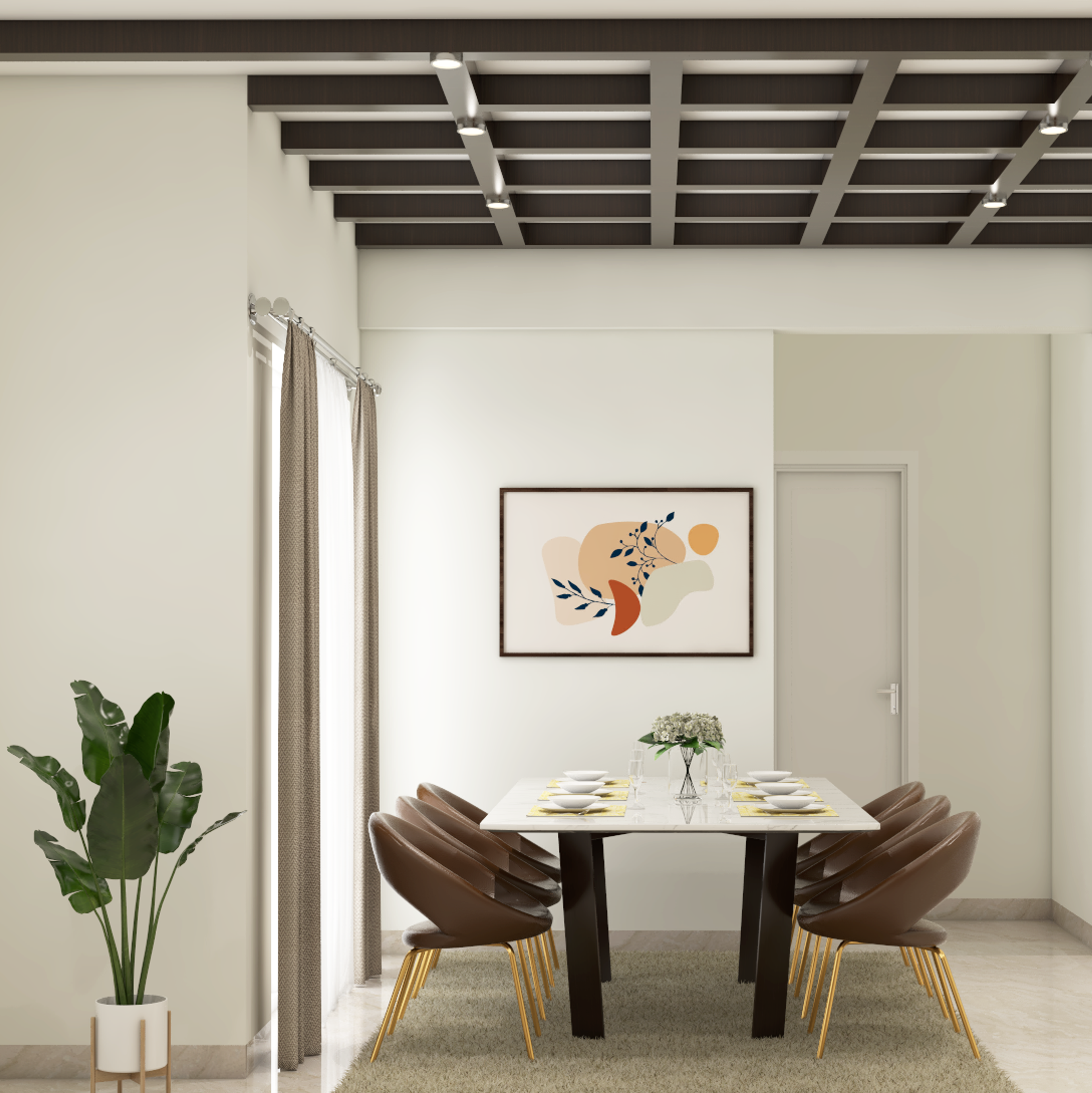 Contemporary Spacious 6-Seater Dining Room Design