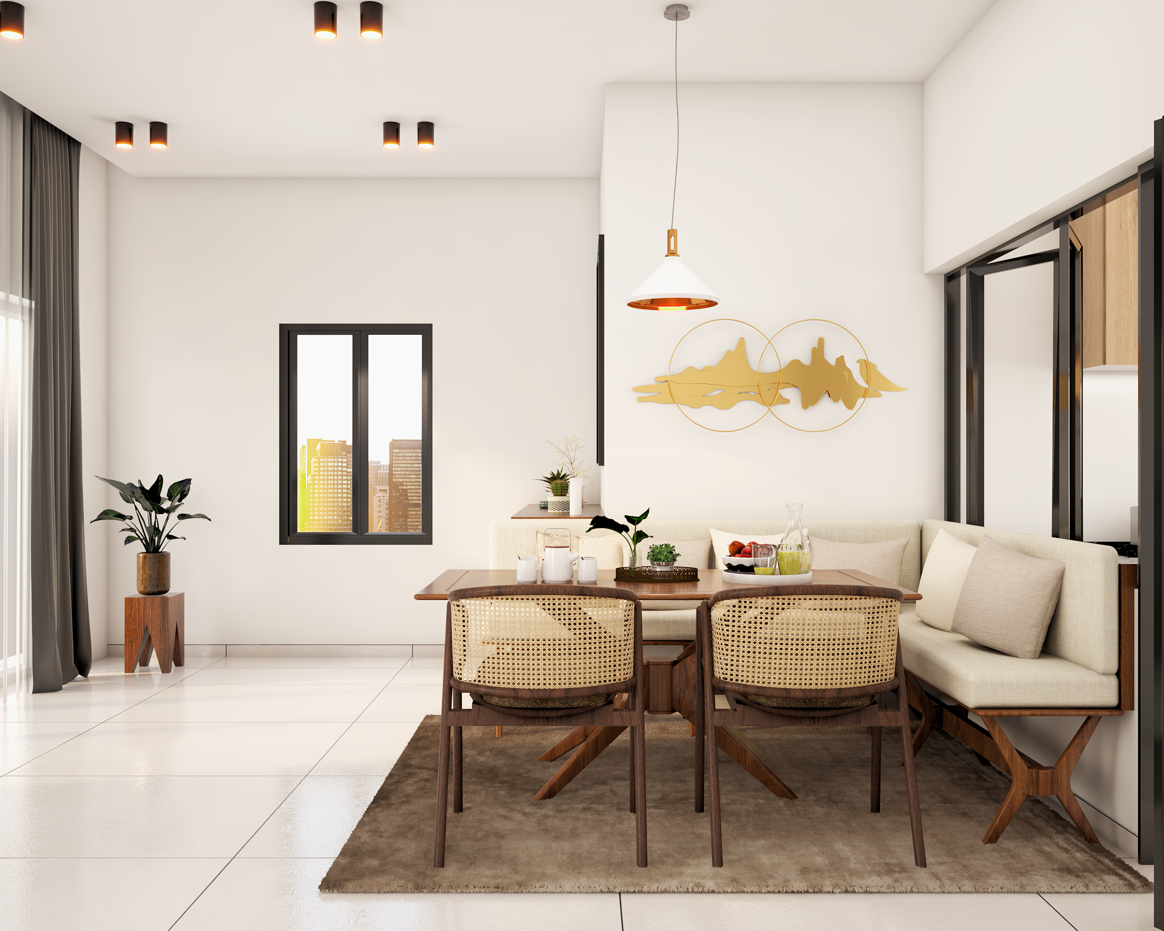 Modern Dining Room With Antique Furniture - Livspace