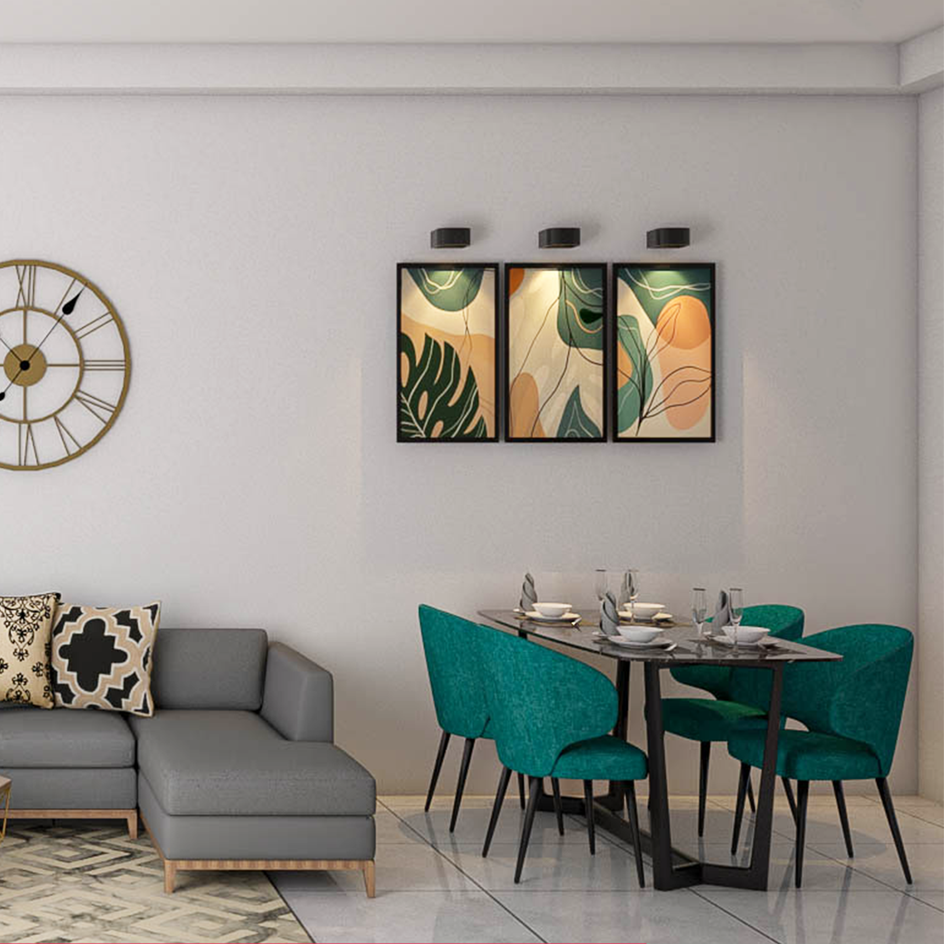 Turquoise Dining Room Design - Livspace