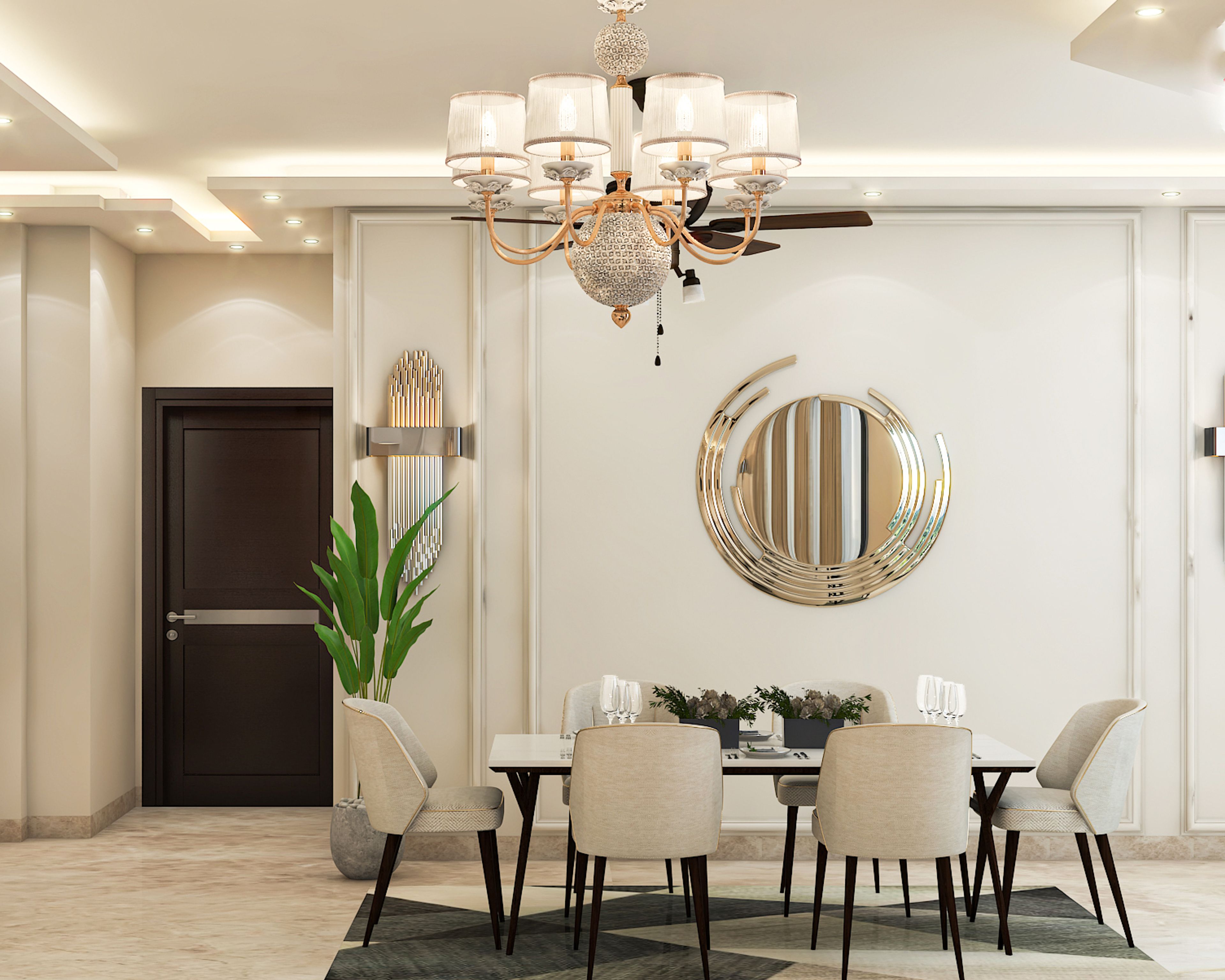 White Dining Room Design - Livspace