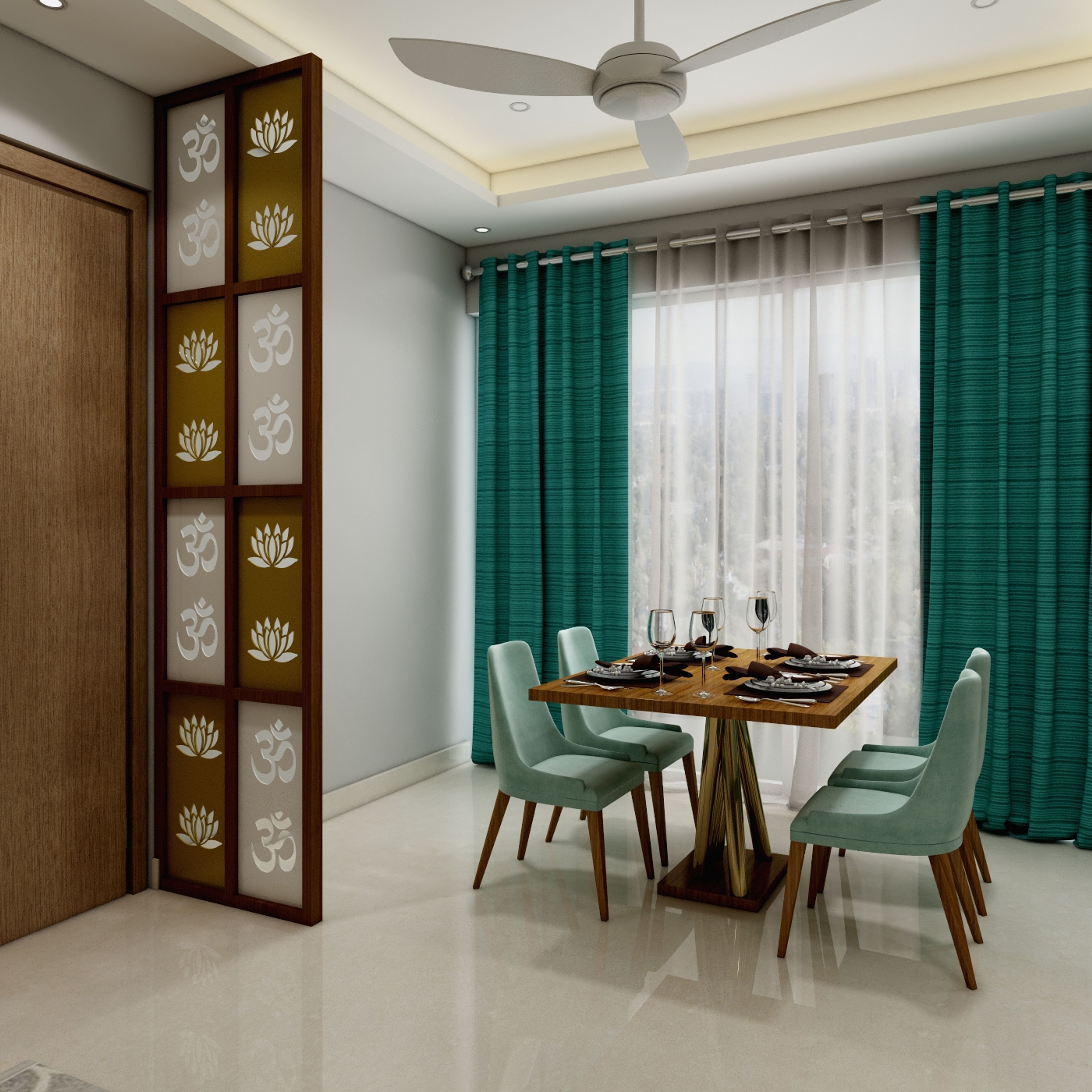 Compact Dining Room With Partition - Livspace