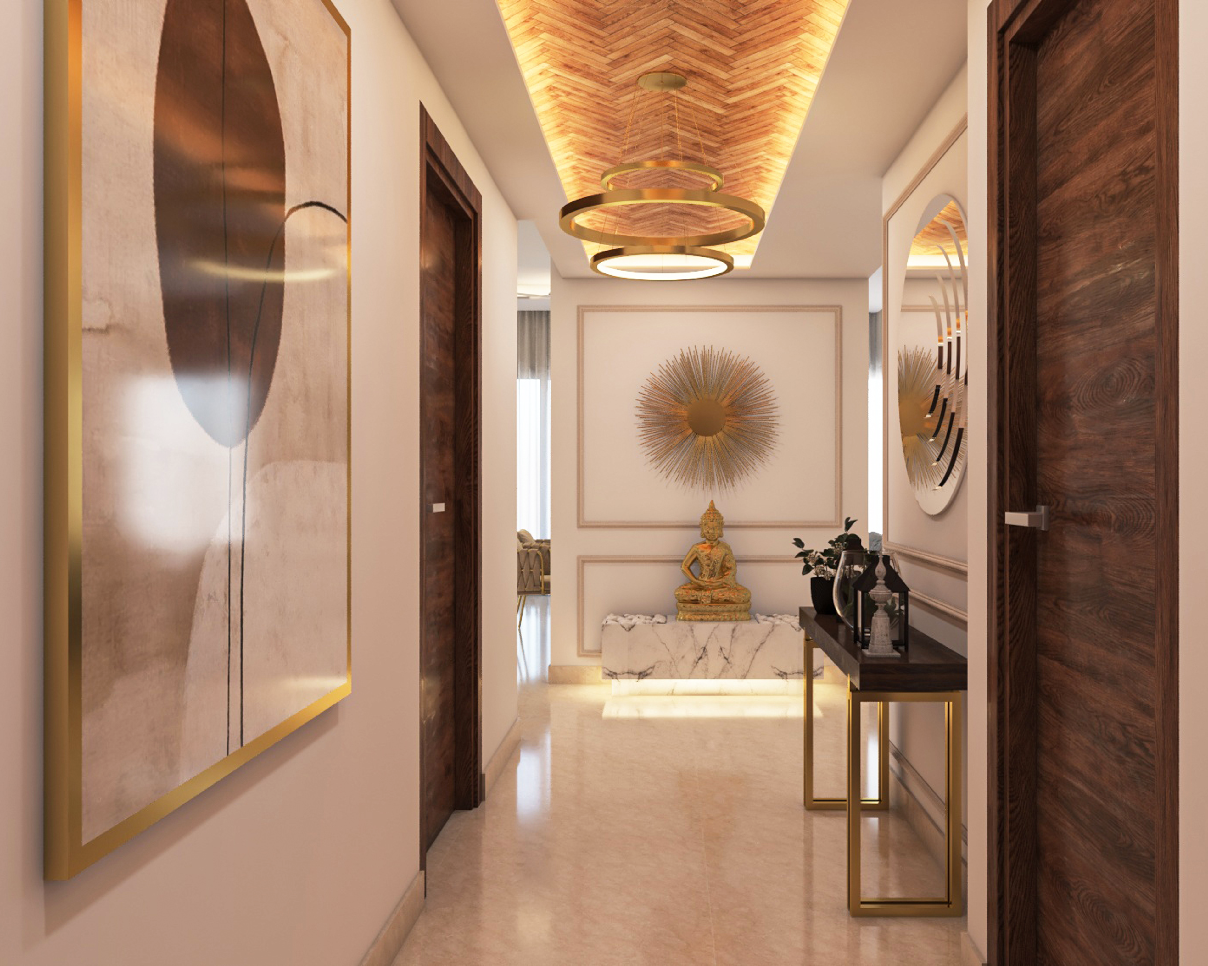 Chevron Ceiling Design - Livspace