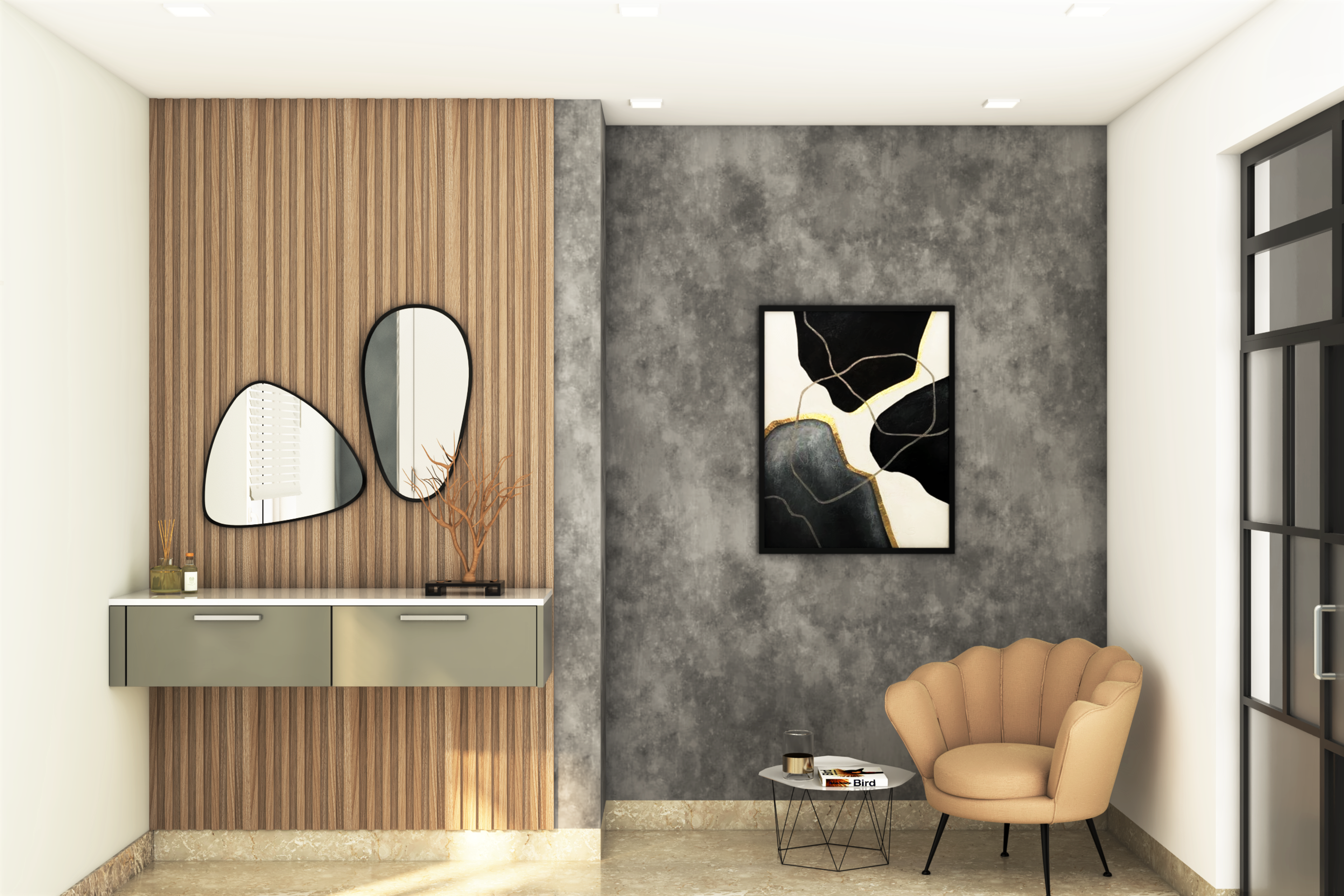 Light Brown And Grey Wall Design - Livspace