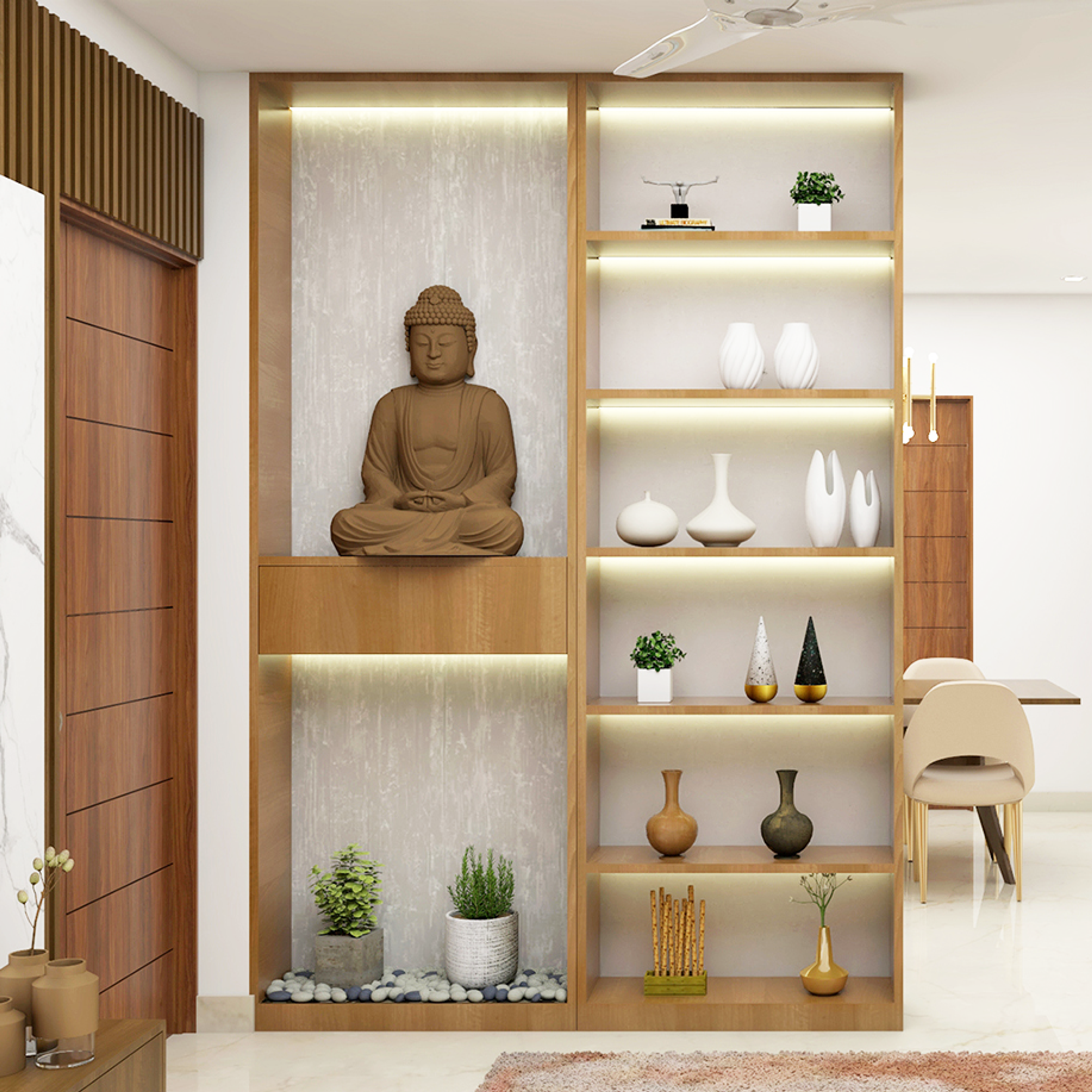 Modern Foyer Design With Wooden Cabinets