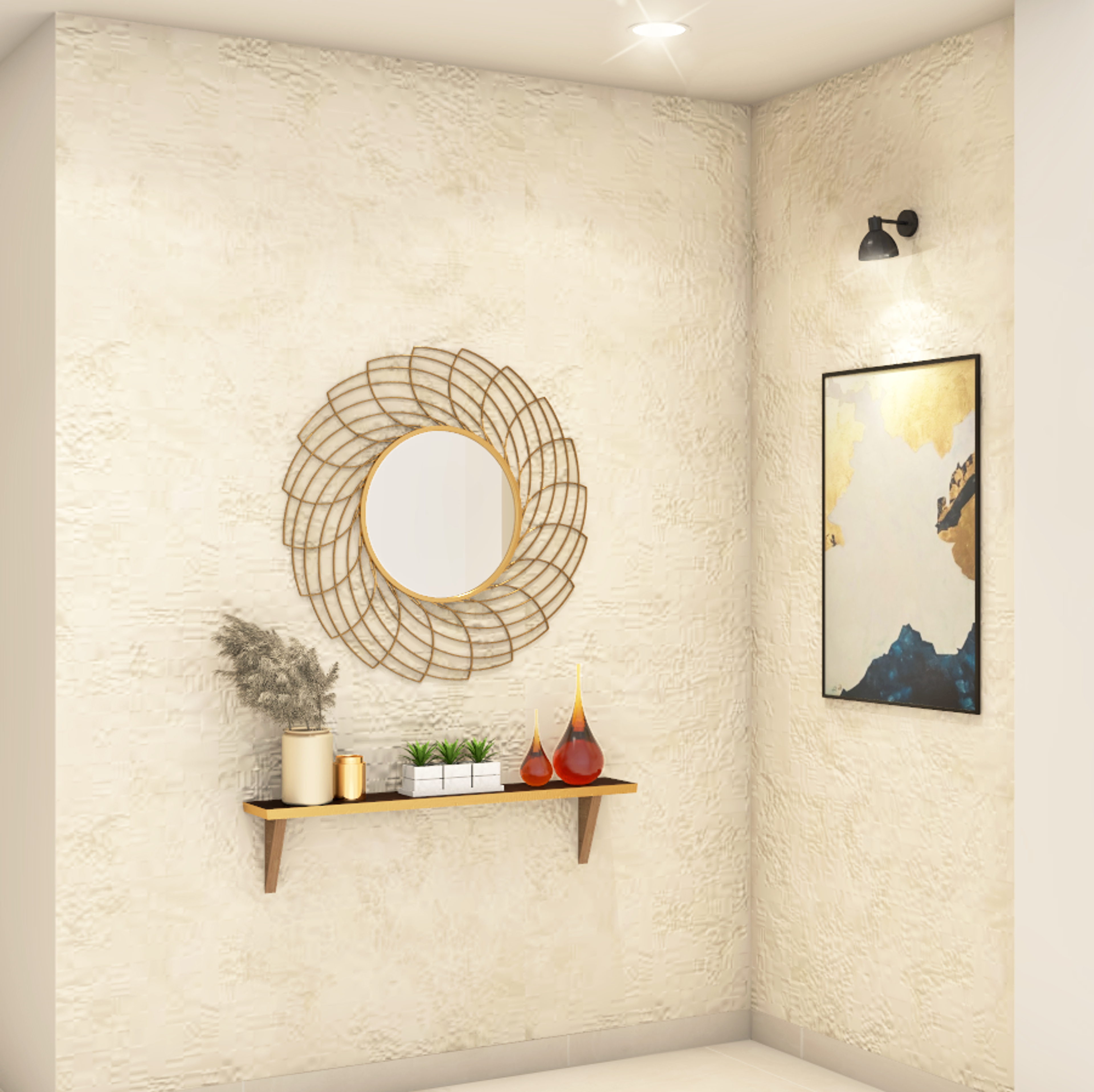 Modern Foyer Design With Floating Ledge