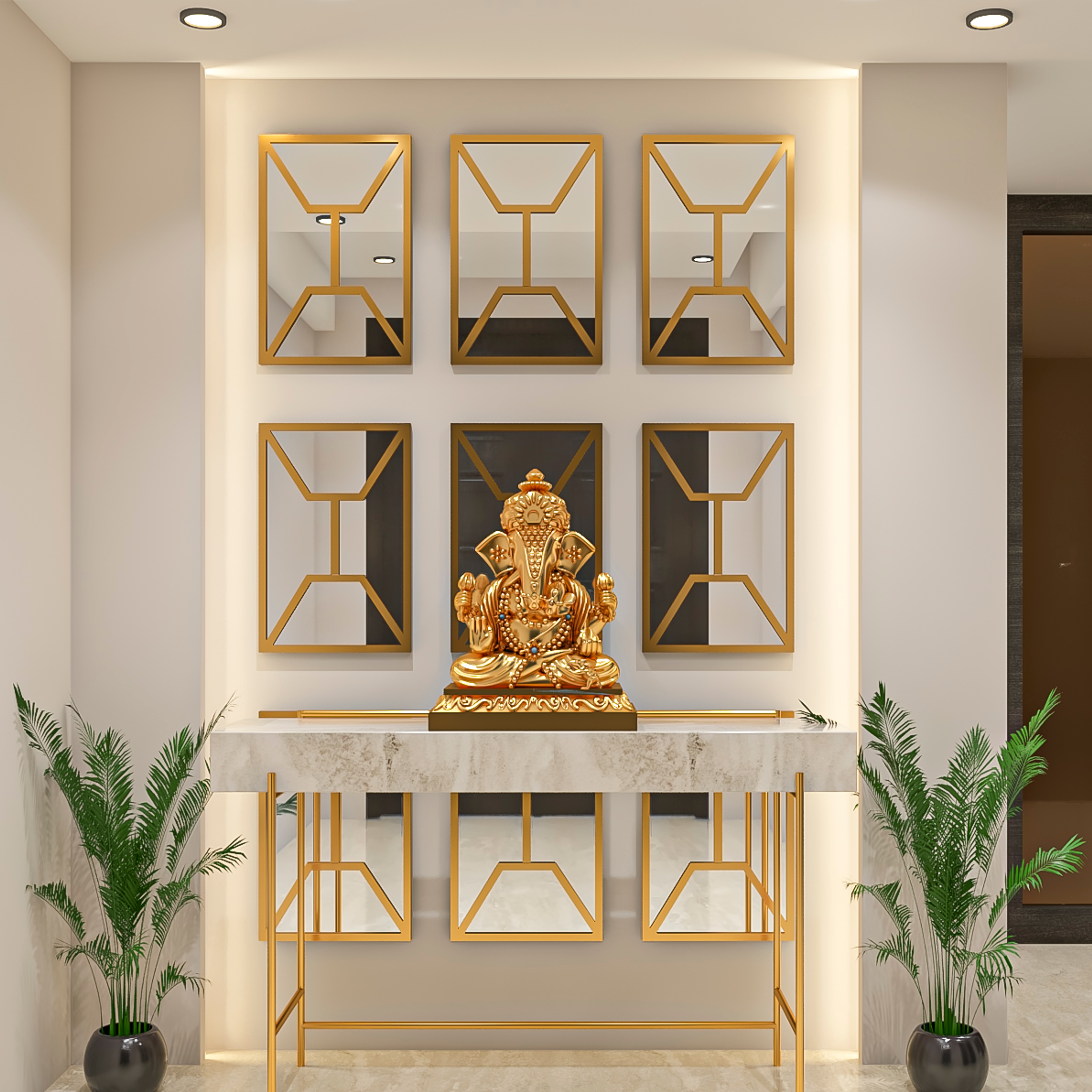 Wall Design With A Mirror - Livspace