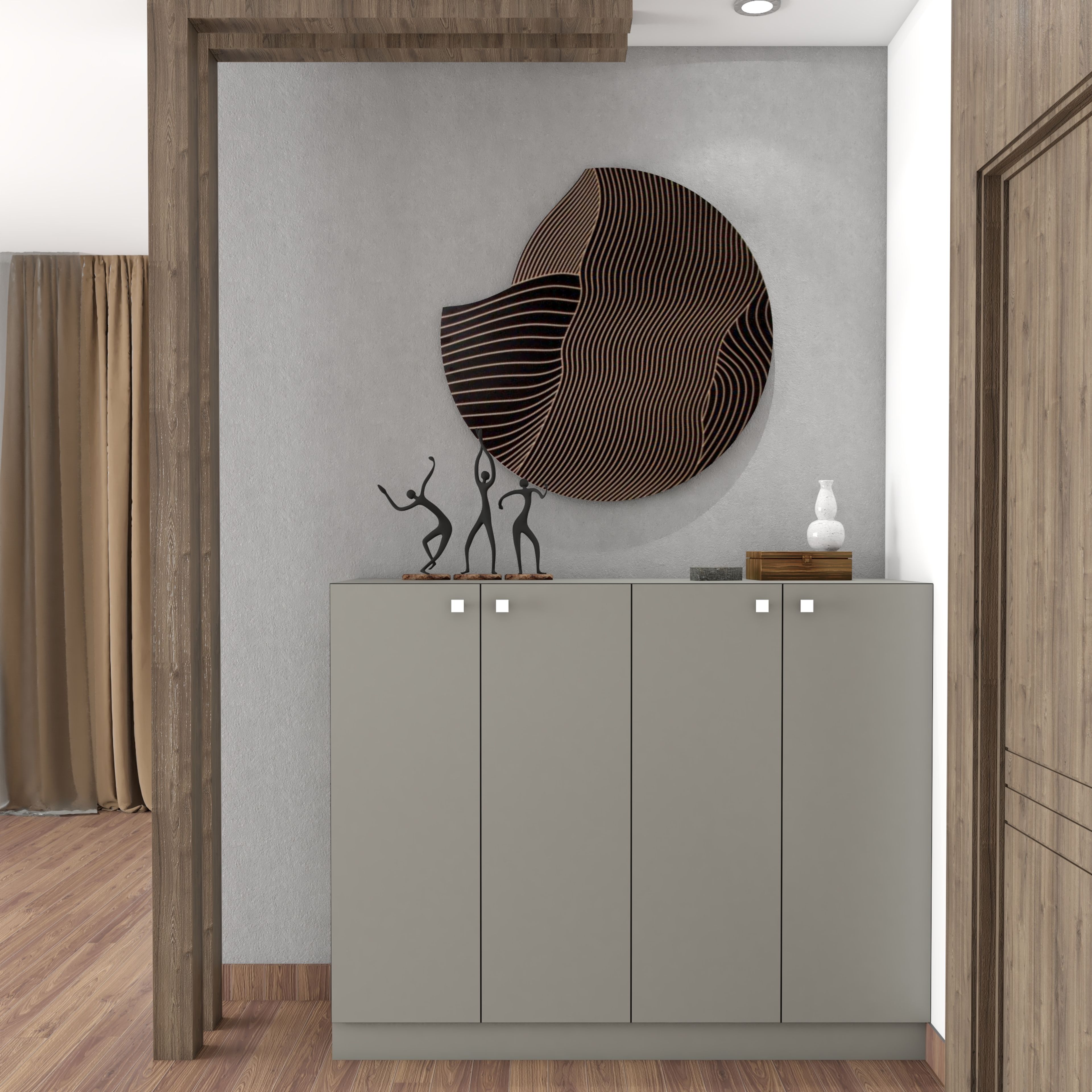 Contemporary Foyer Design With Grey Wall - Livspace