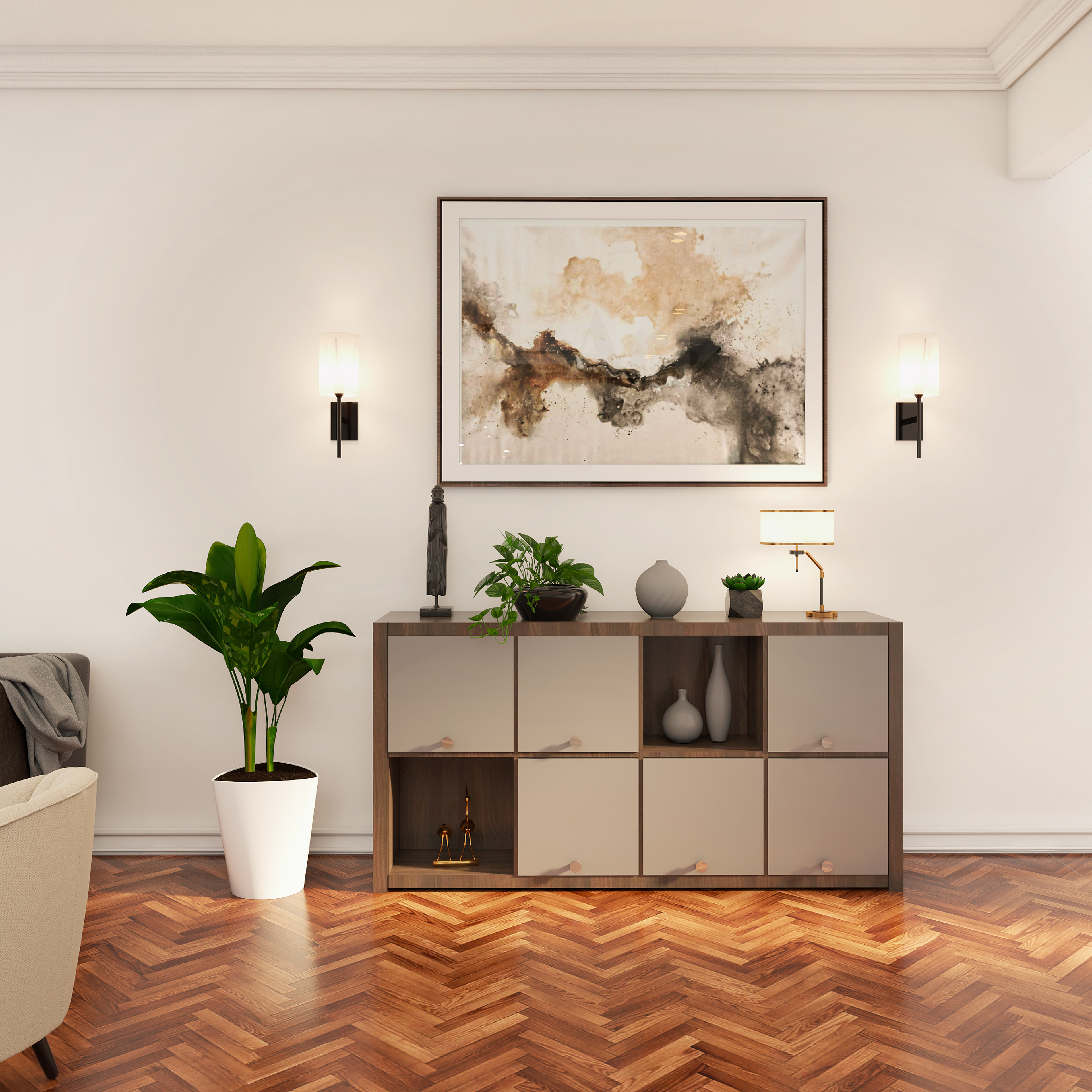 Modern Foyer Design With Wooden Flooring