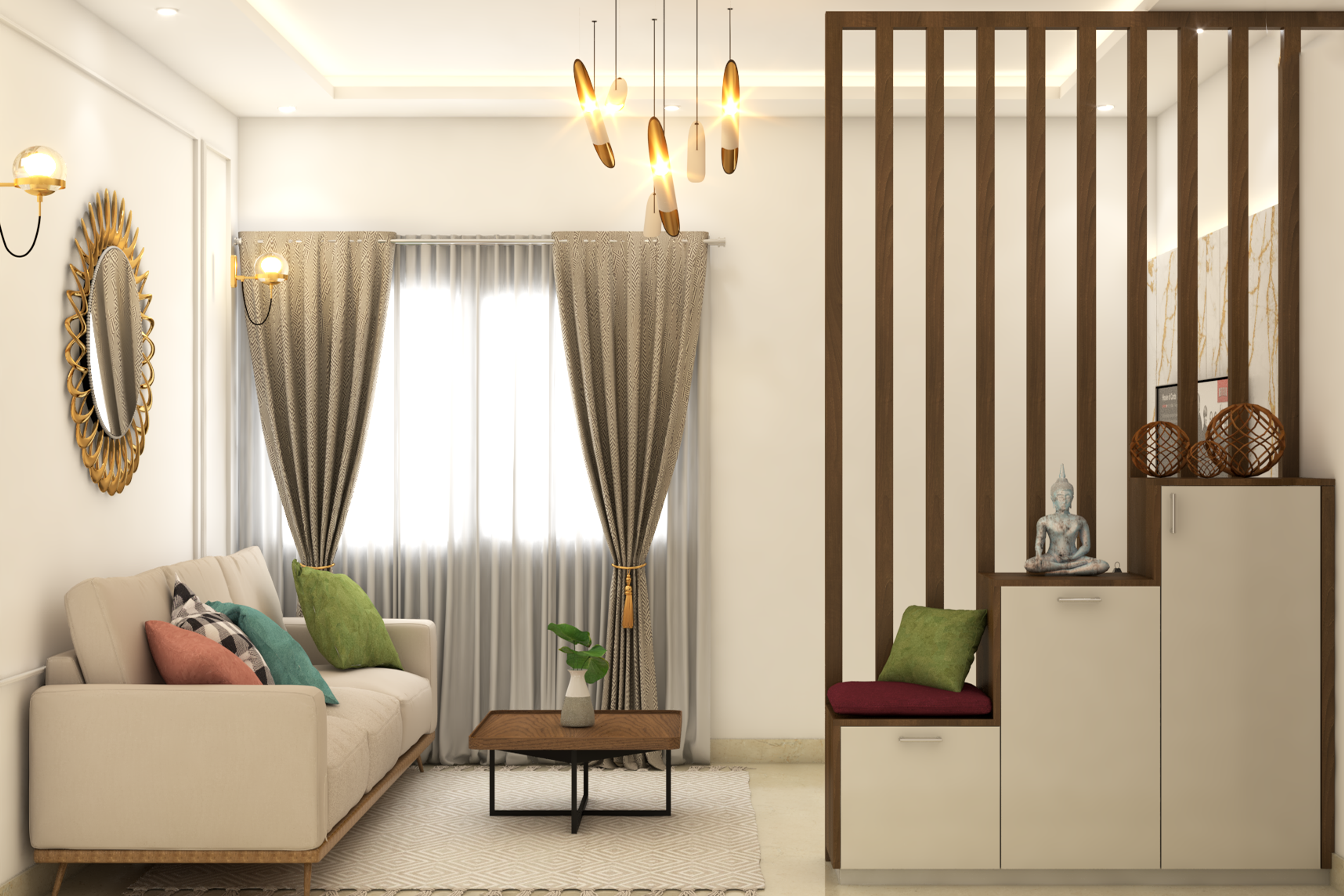 Modern Foyer Design In Beige