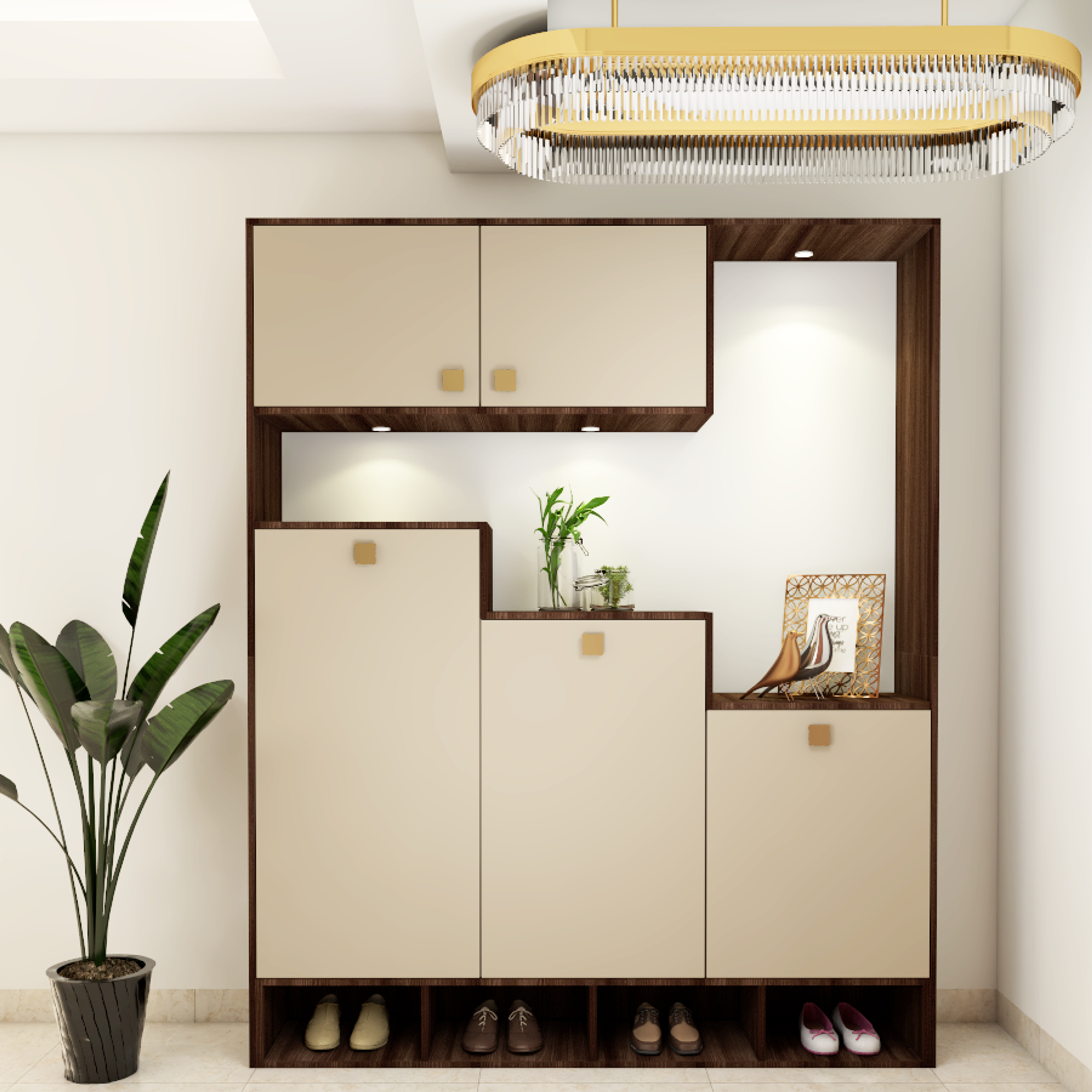 Modern Spacious Foyer With Rich Chandelier Design