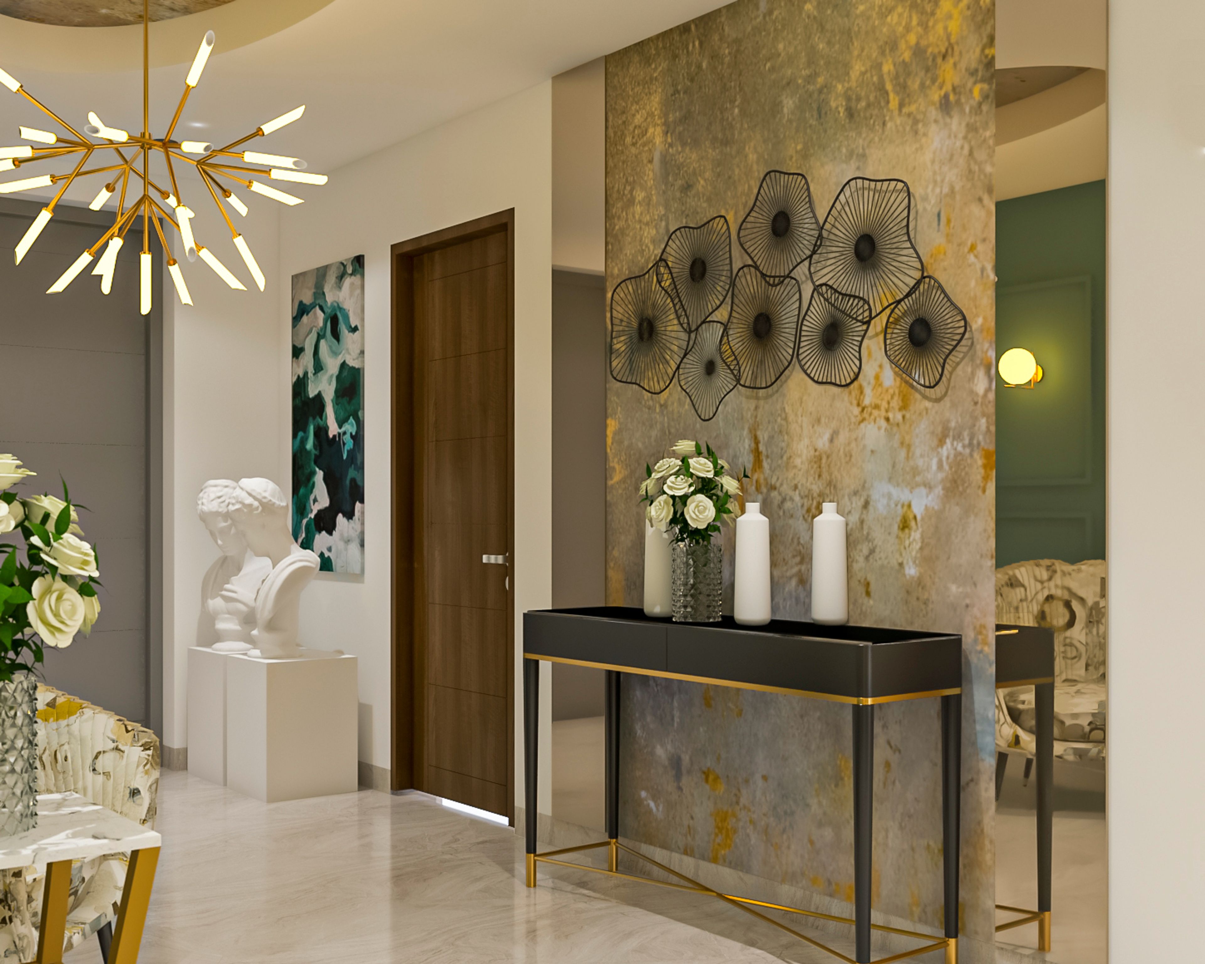 Grey Contemporary Foyer Design With Console Table