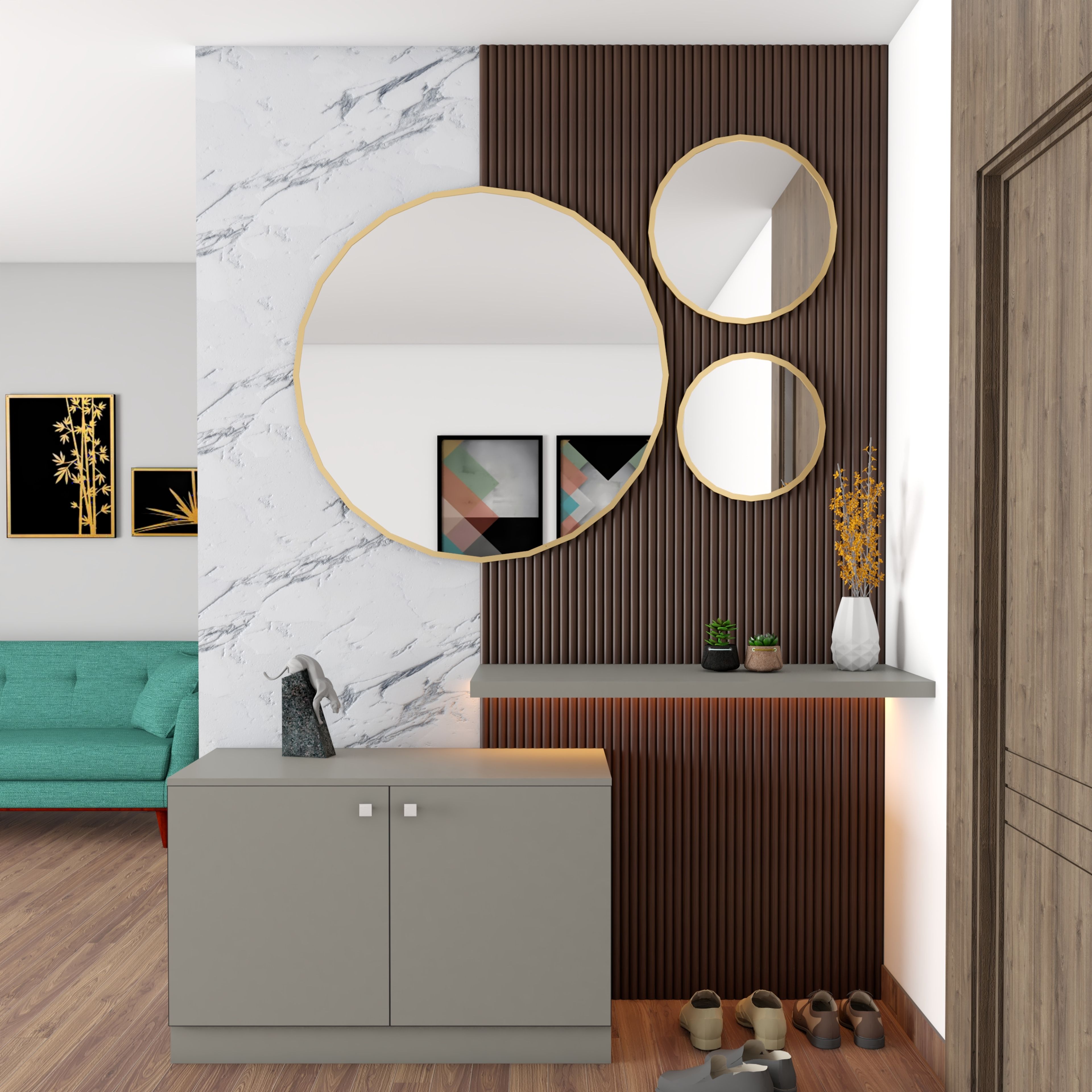 Classic Foyer Design With Task Lighting - Livspace