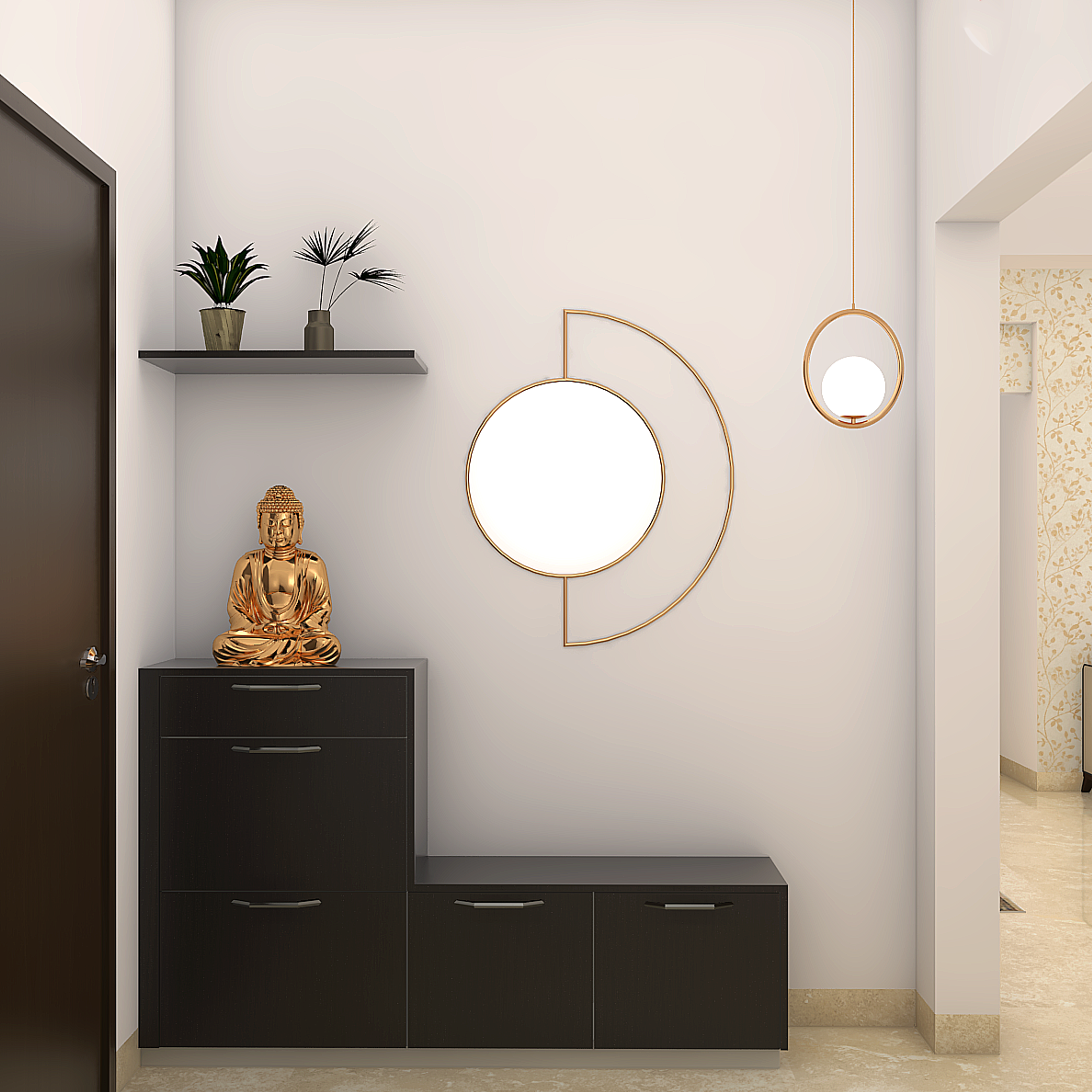 Spacious Foyer Design With Storage