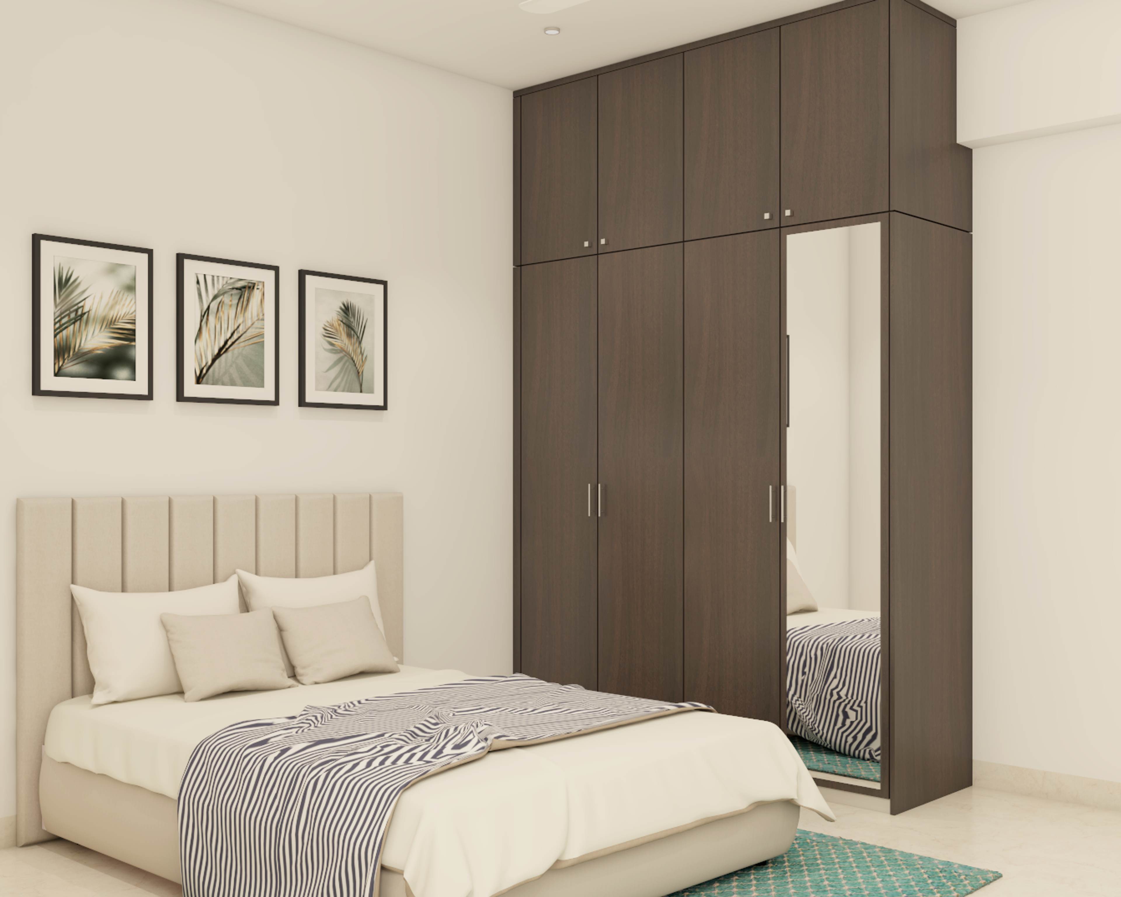 Creamy-White Contemporary Guest Bedroom Design Ideas