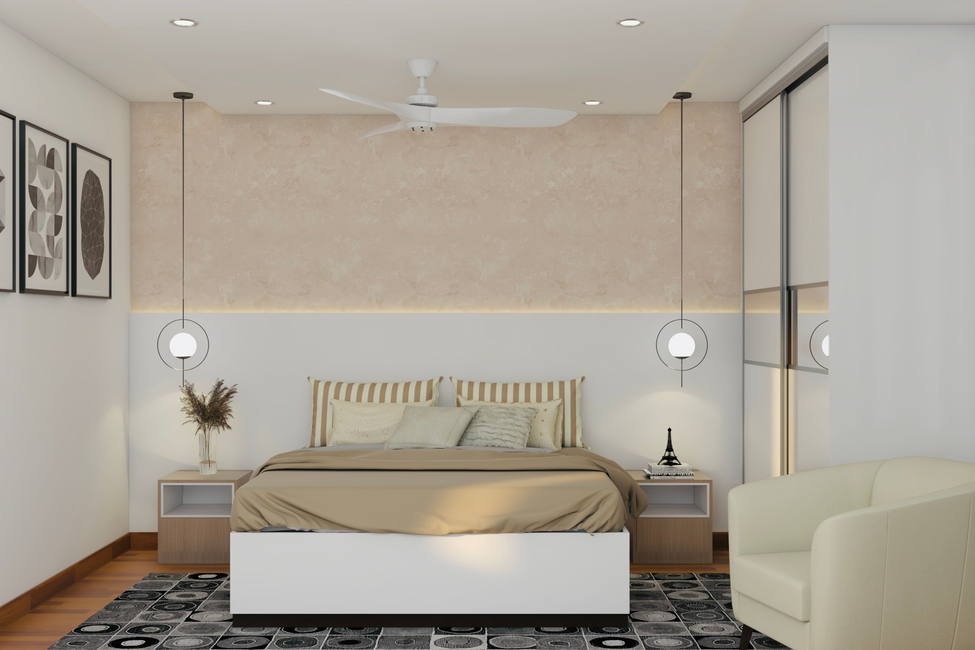 Modern Guest Bedroom Design With Sliding Wardrobe