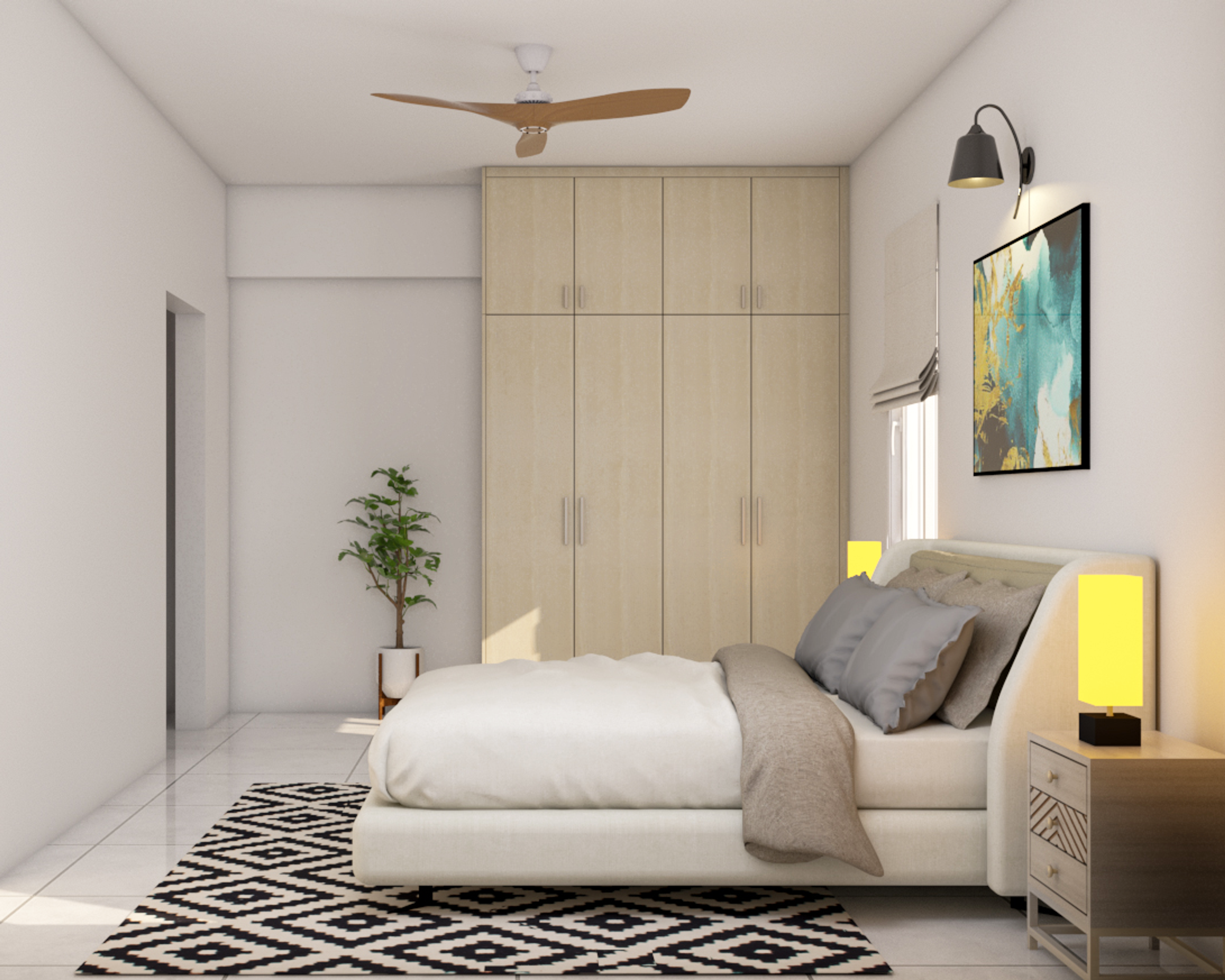 Compact Guest Bedroom Design With White Bed