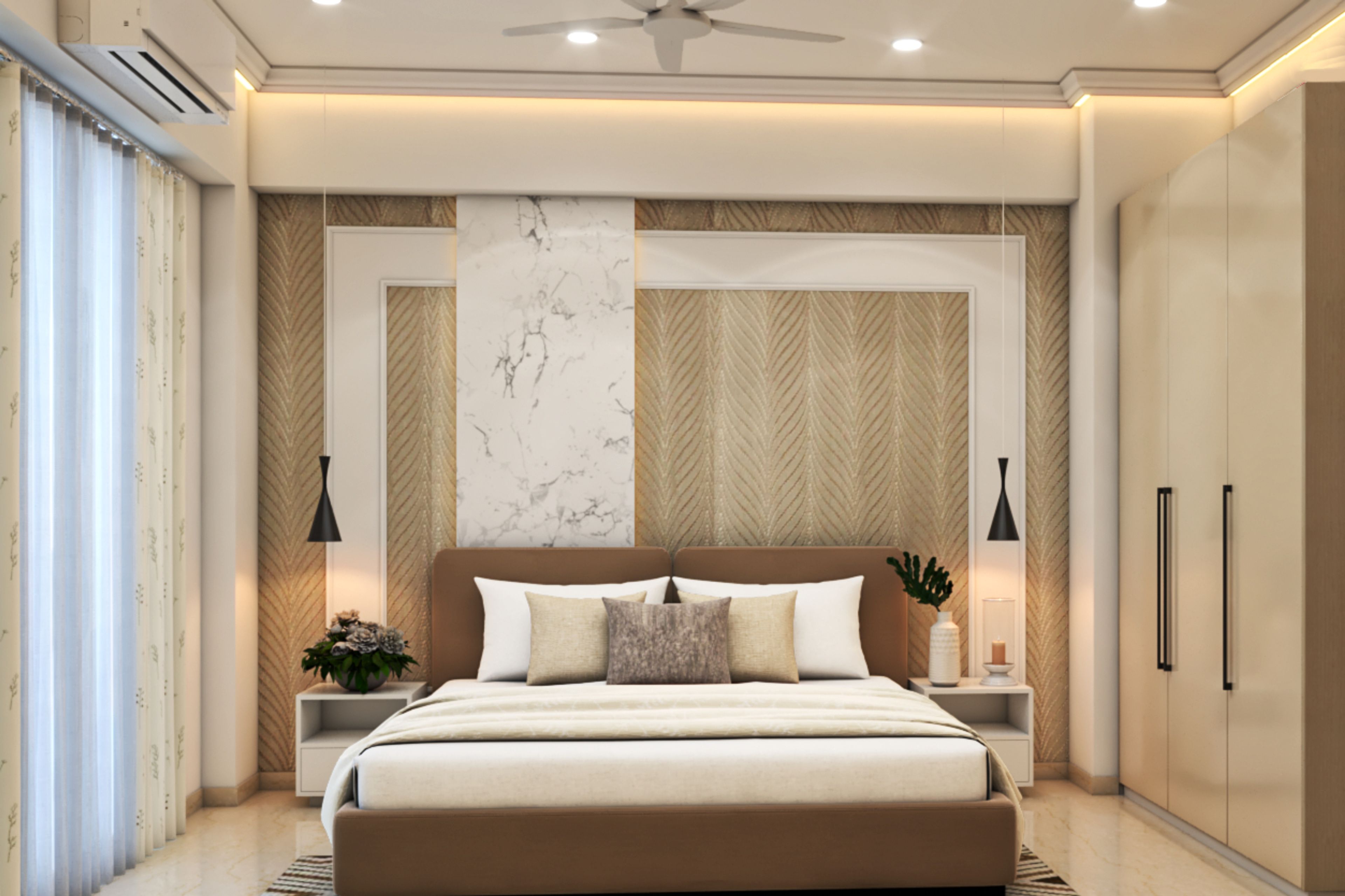 Beige Modern Spacious Guest Room Design